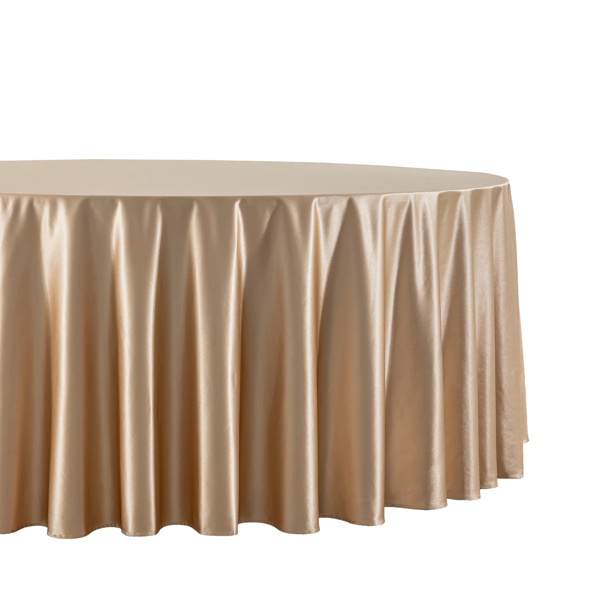 Premium Satin (Wrinkle-Resistant) 120" Round Tablecloth - Champagne - Image 3