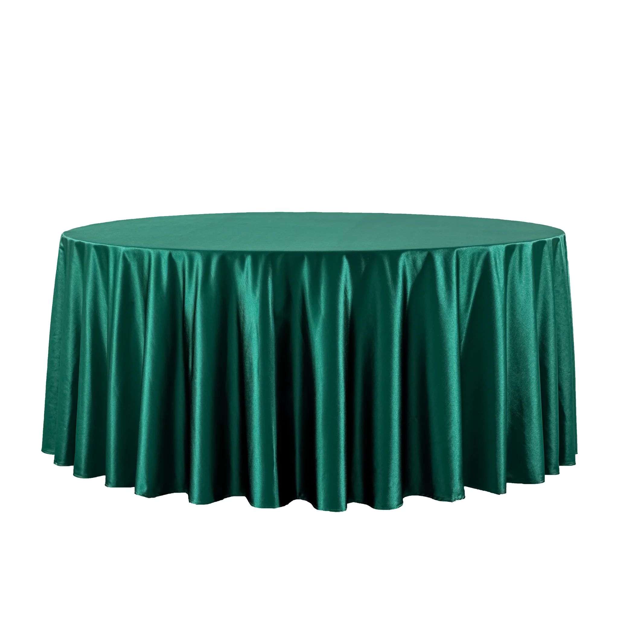 Premium Satin (Wrinkle-Resistant) 120" Round Tablecloth - Emerald Green - Image 5
