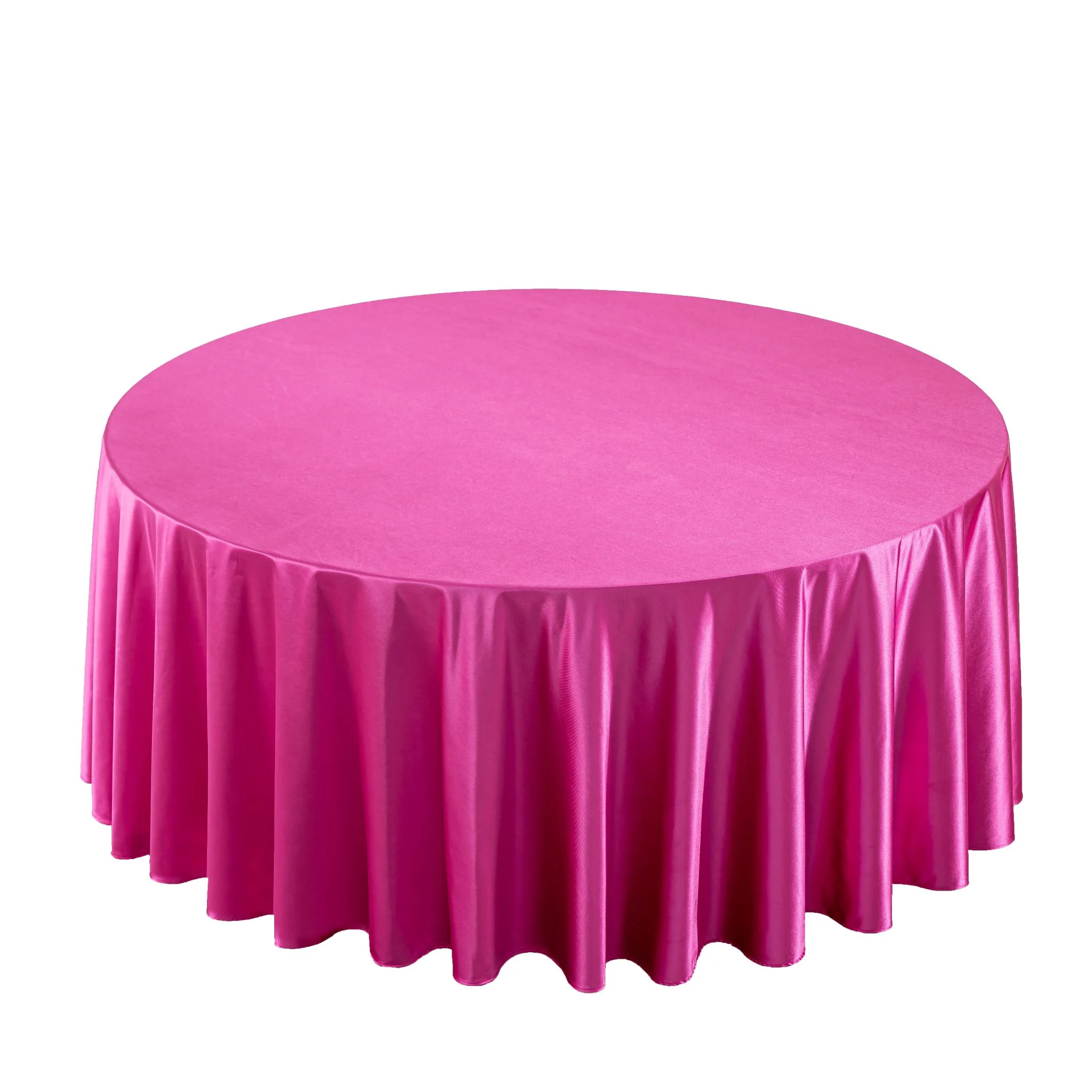 Premium Satin (Wrinkle-Resistant) 120" Round Tablecloth - Fuchsia - Image 5