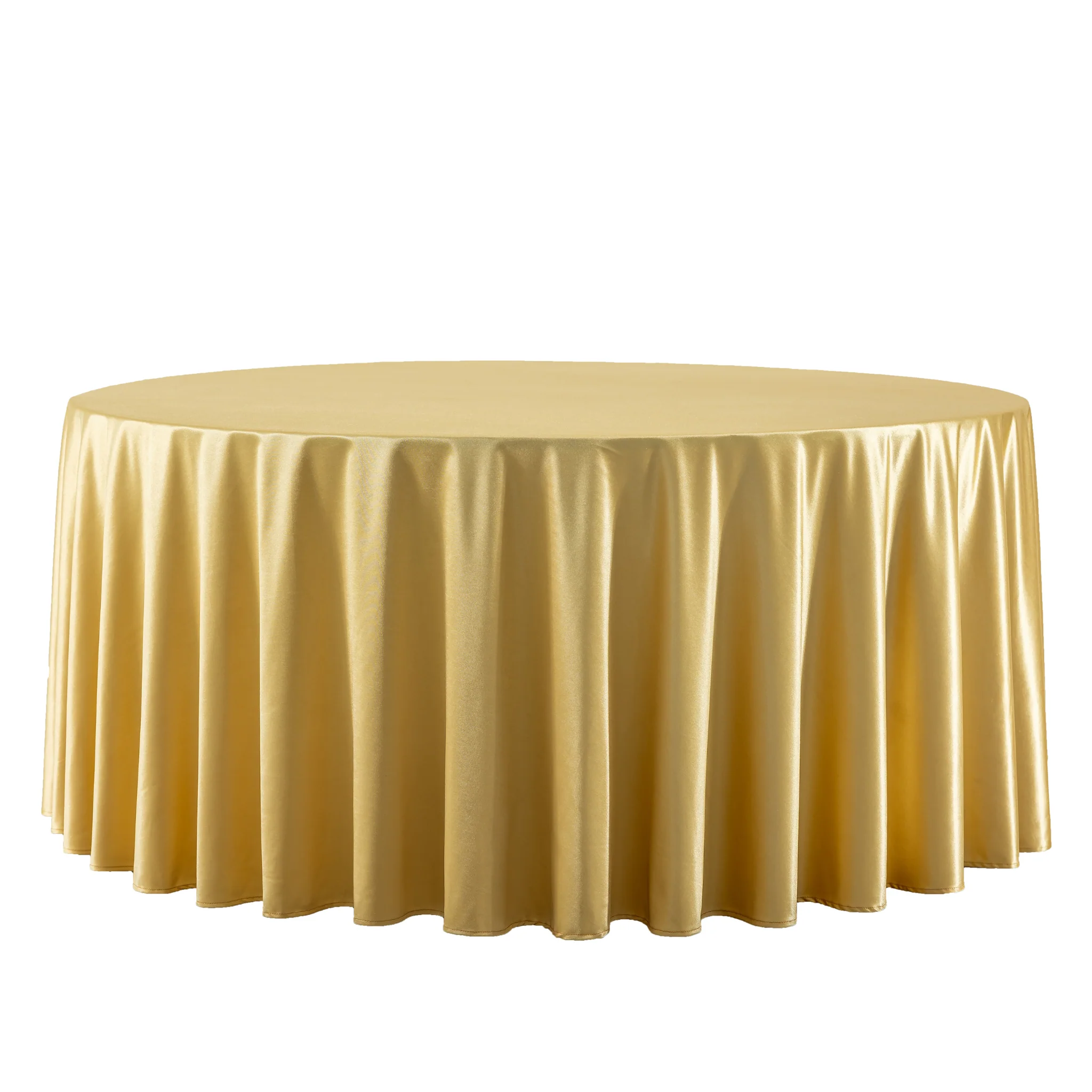 Premium Satin (Wrinkle-Resistant) 120" Round Tablecloth - Gold Antique
