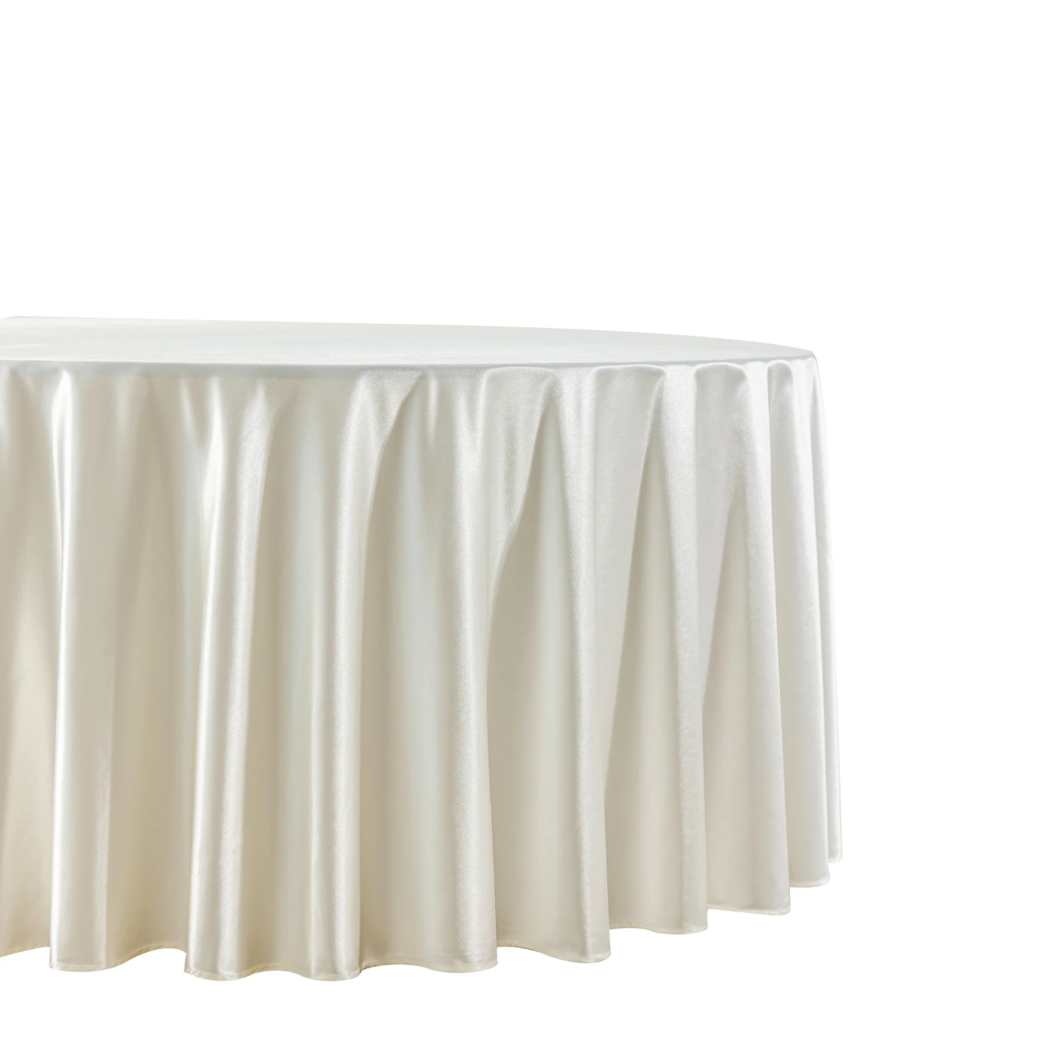 Premium Satin (Wrinkle-Resistant) 120" Round Tablecloth - Ivory - Image 3