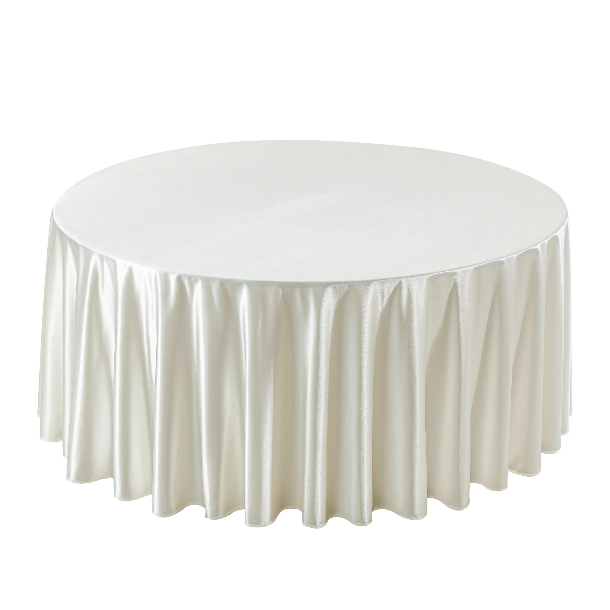 Premium Satin (Wrinkle-Resistant) 120" Round Tablecloth - Ivory - Image 4