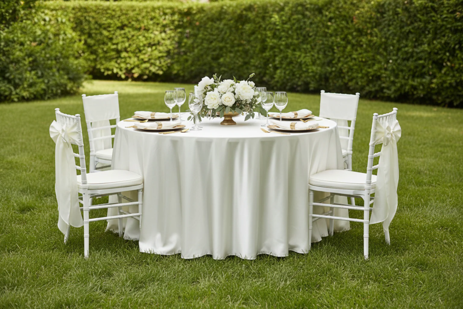 Premium Satin (Wrinkle-Resistant) 120" Round Tablecloth - Ivory - Image 7