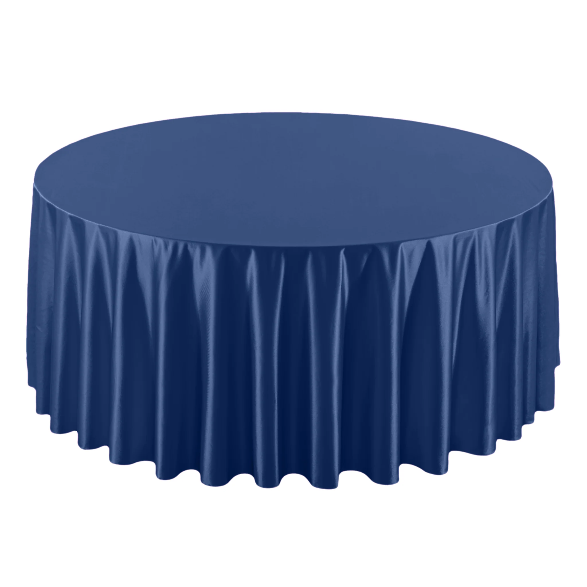 Premium Satin (Wrinkle-Resistant) 120" Round Tablecloth - Navy Blue