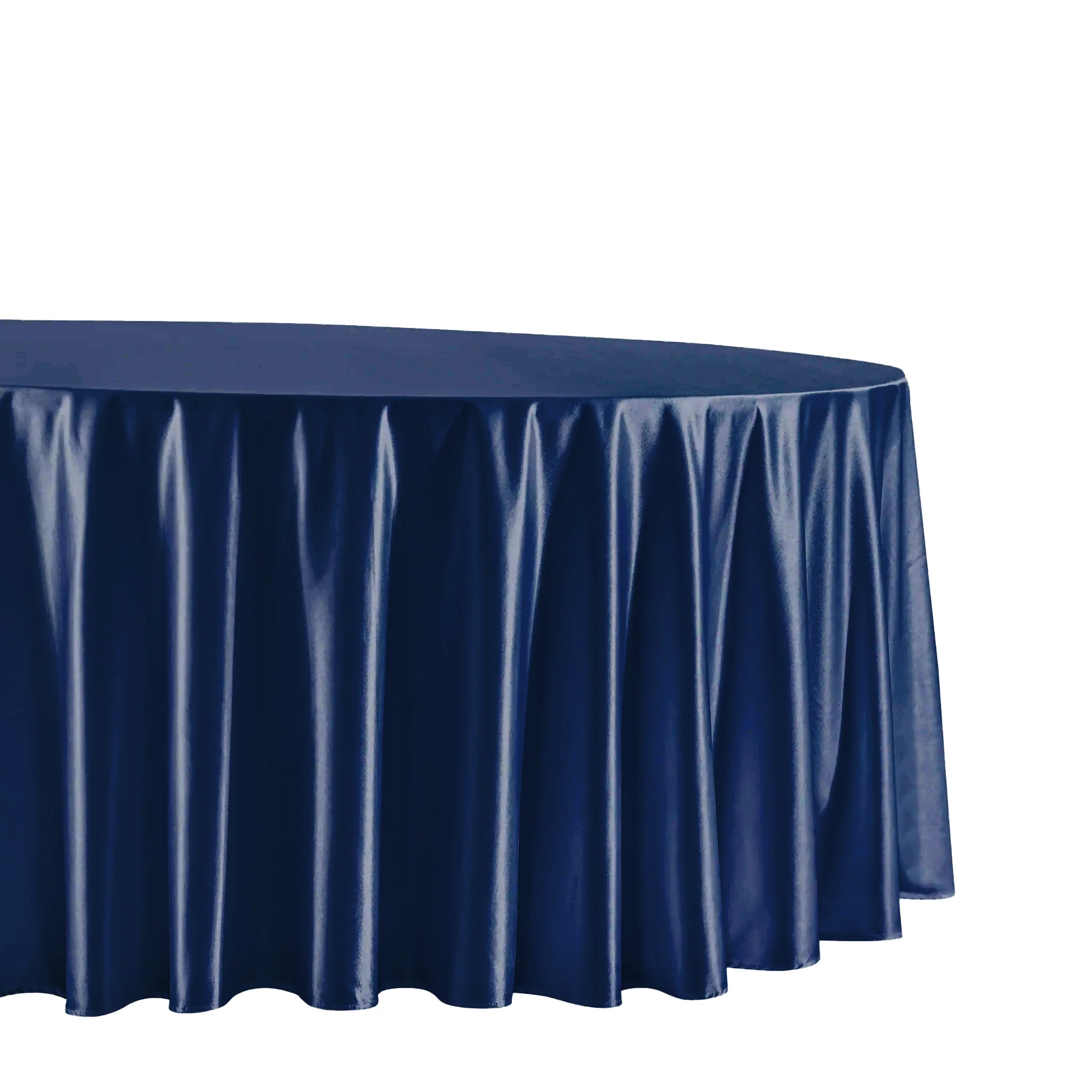 Premium Satin (Wrinkle-Resistant) 120" Round Tablecloth - Navy Blue - Image 5