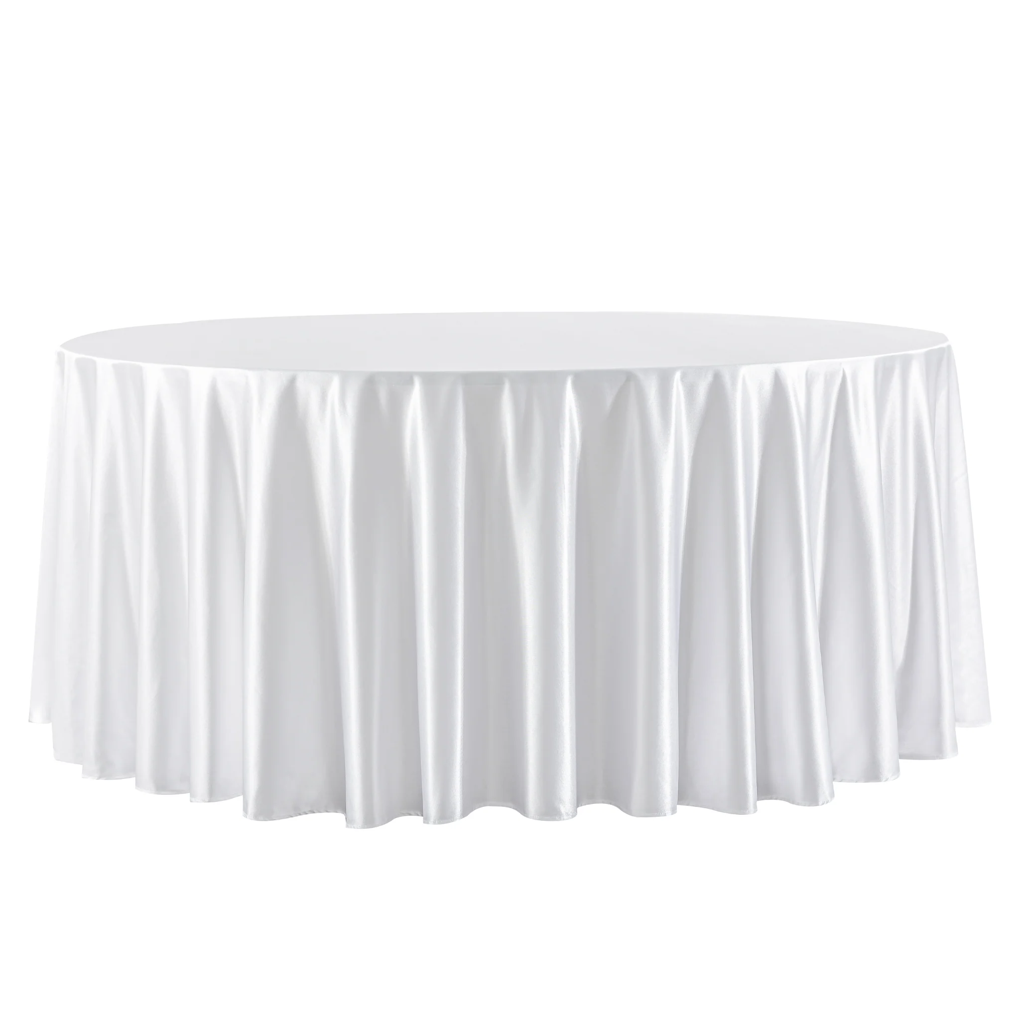 Premium Satin (Wrinkle-Resistant) 120" Round Tablecloth - White - Image 4