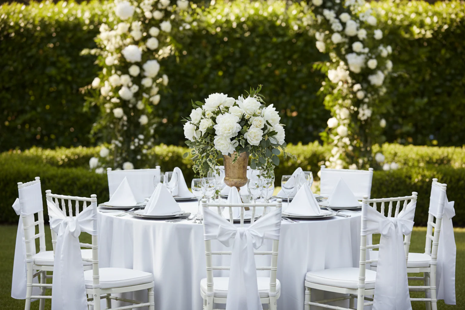 Premium Satin (Wrinkle-Resistant) 120" Round Tablecloth - White - Image 5