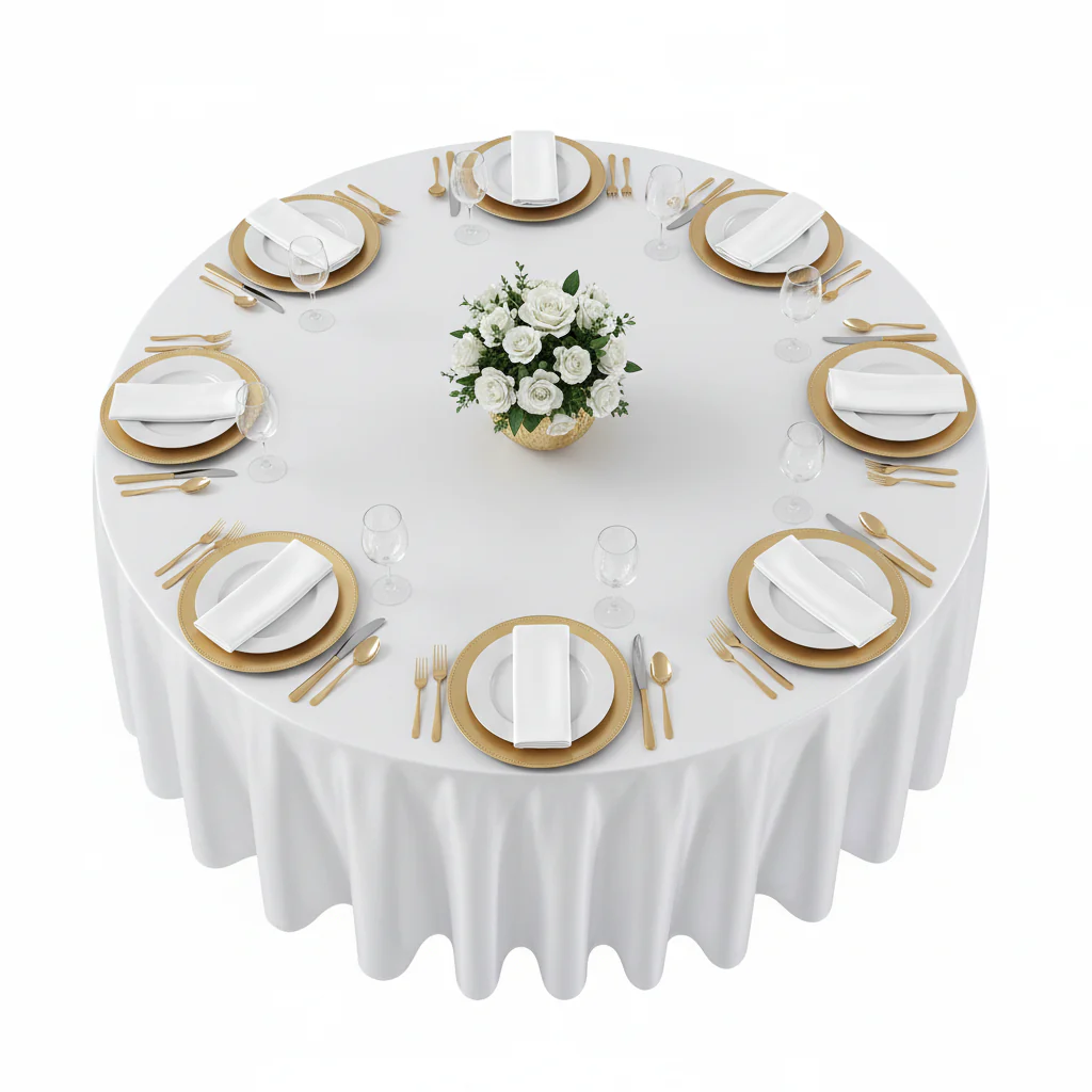 Premium Satin (Wrinkle-Resistant) 120" Round Tablecloth - White - Image 6