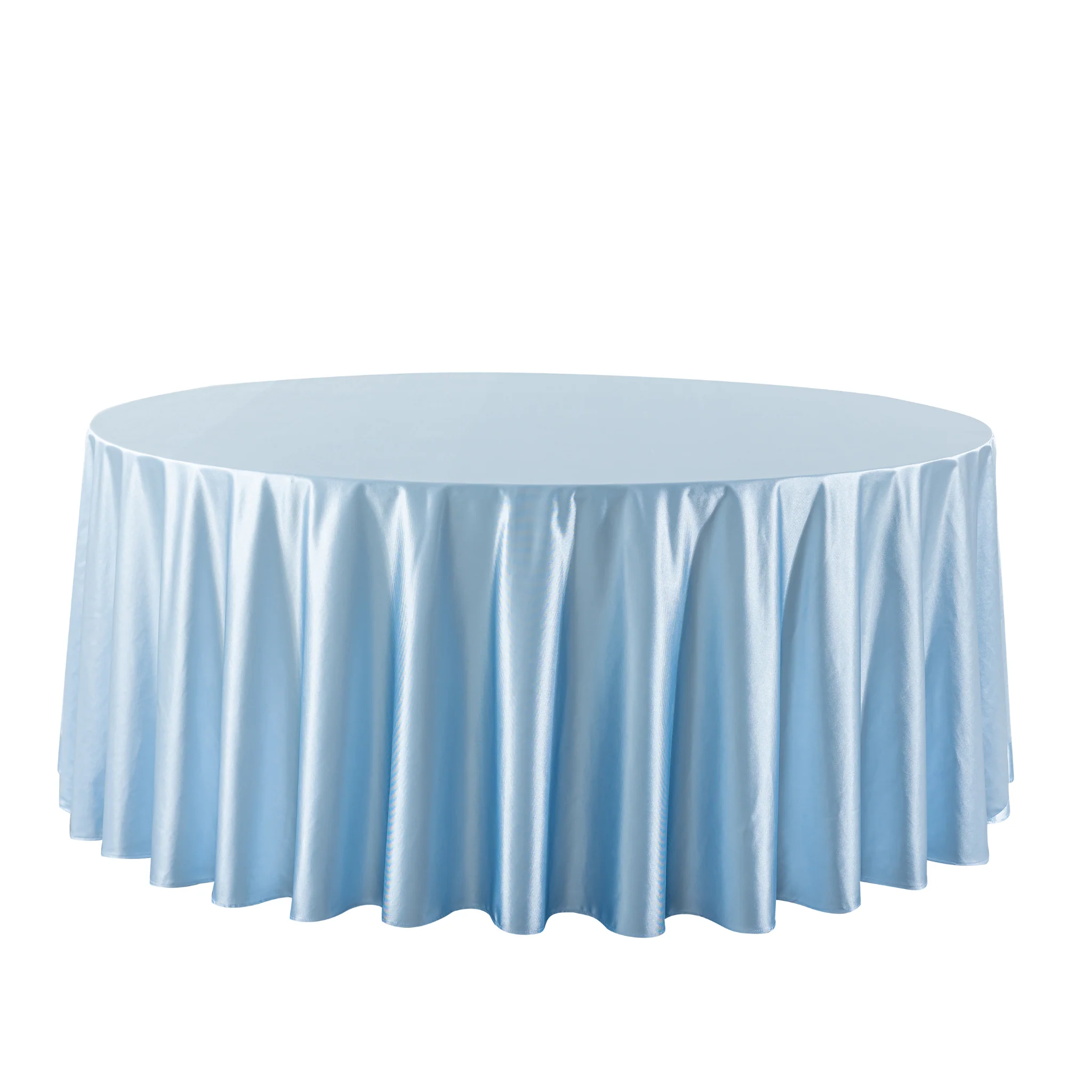 Premium Satin (Wrinkle-Resistant) 132" Round Tablecloth - Baby Blue