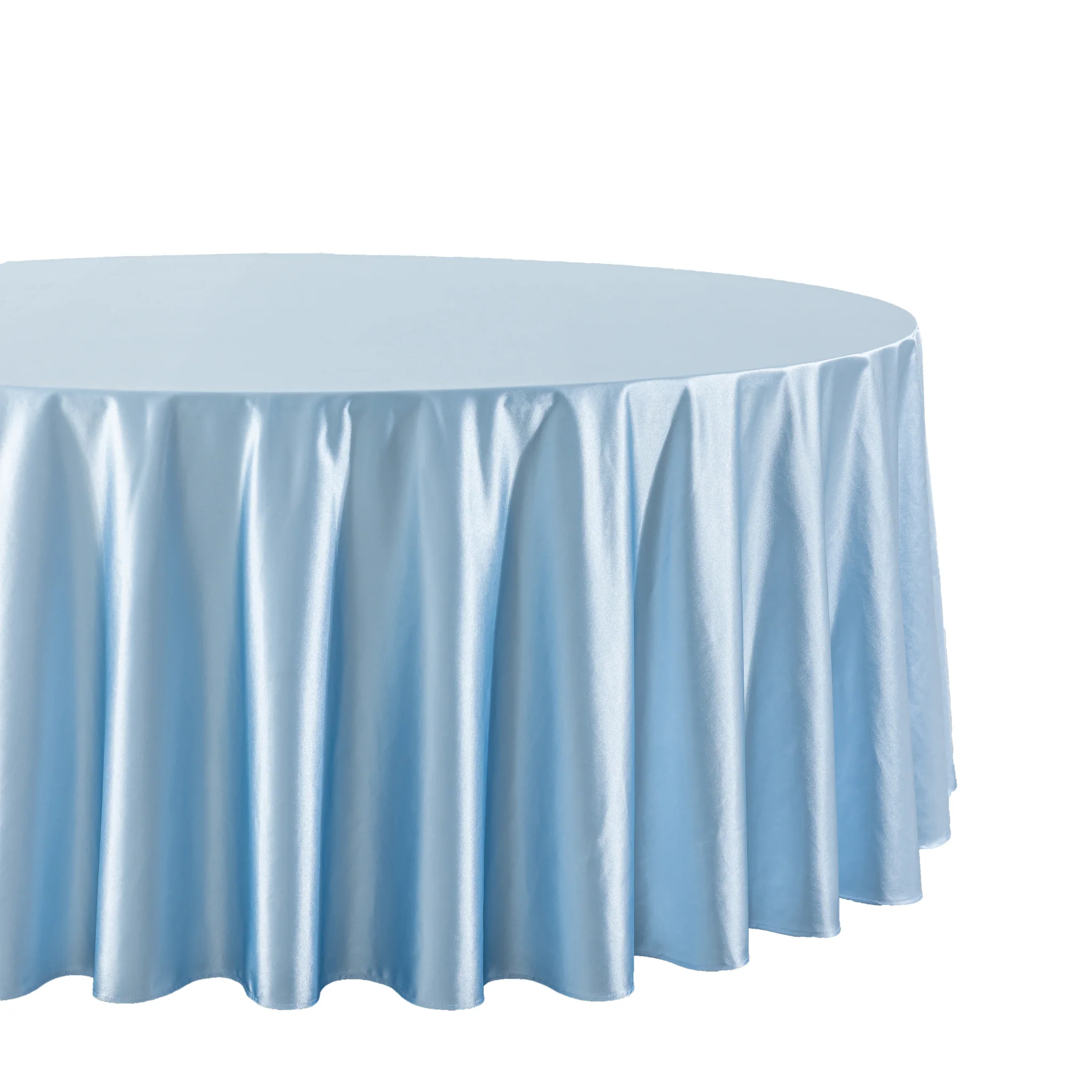 Premium Satin (Wrinkle-Resistant) 132" Round Tablecloth - Baby Blue - Image 3