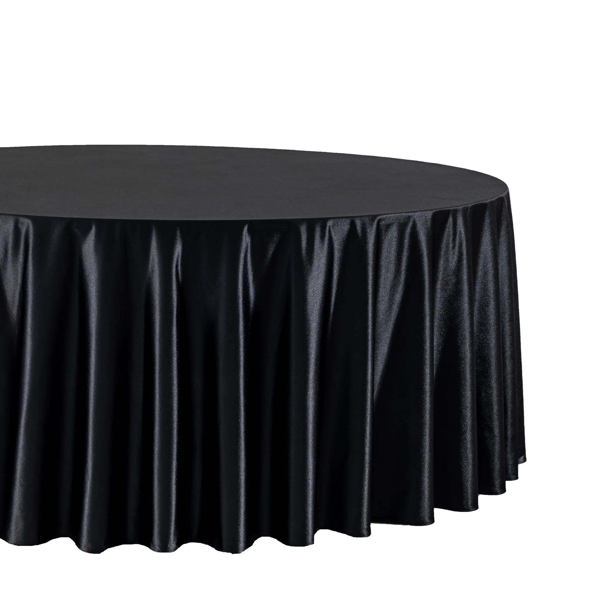 Premium Satin (Wrinkle-Resistant) 132" Round Tablecloth - Black - Image 3
