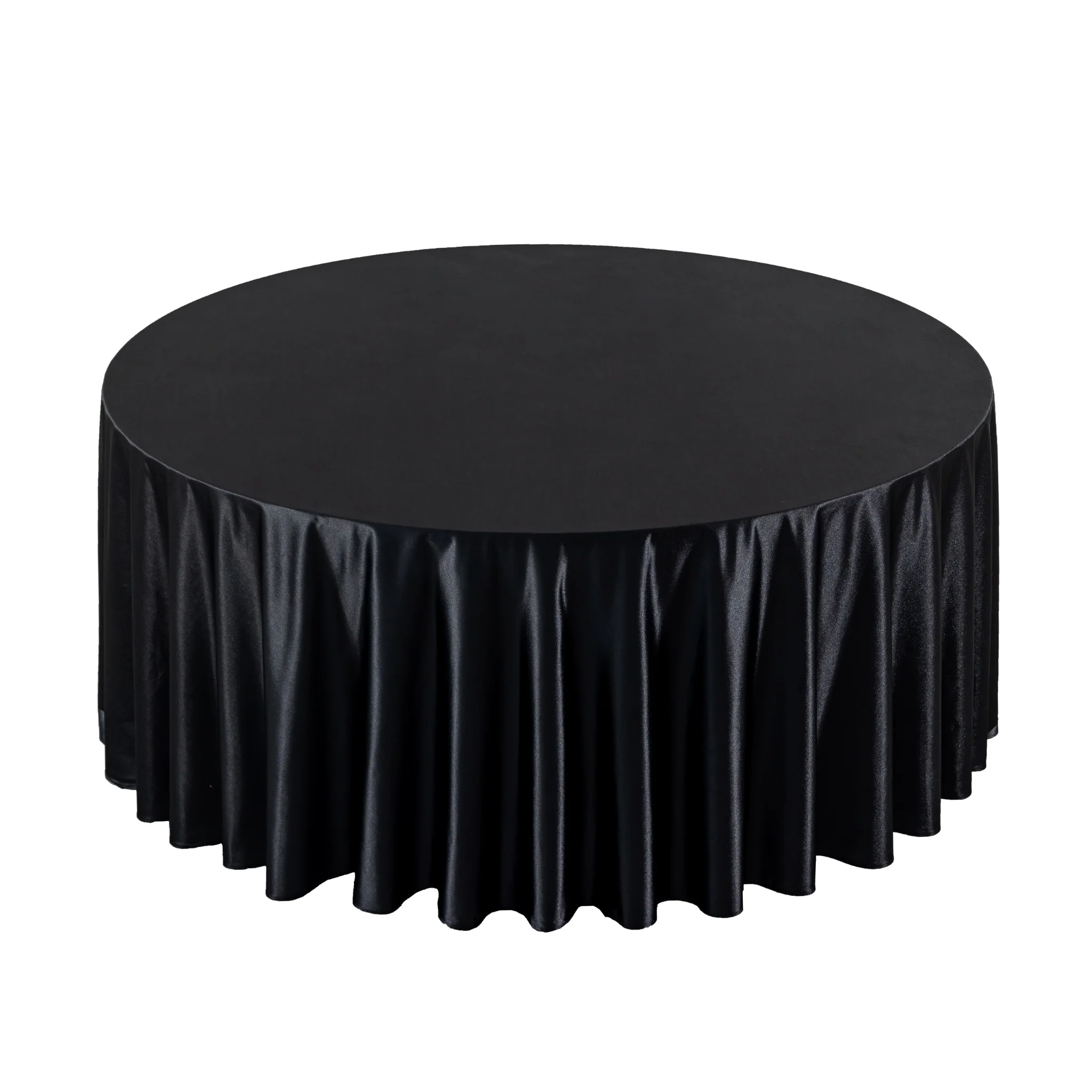 Premium Satin (Wrinkle-Resistant) 132" Round Tablecloth - Black - Image 4