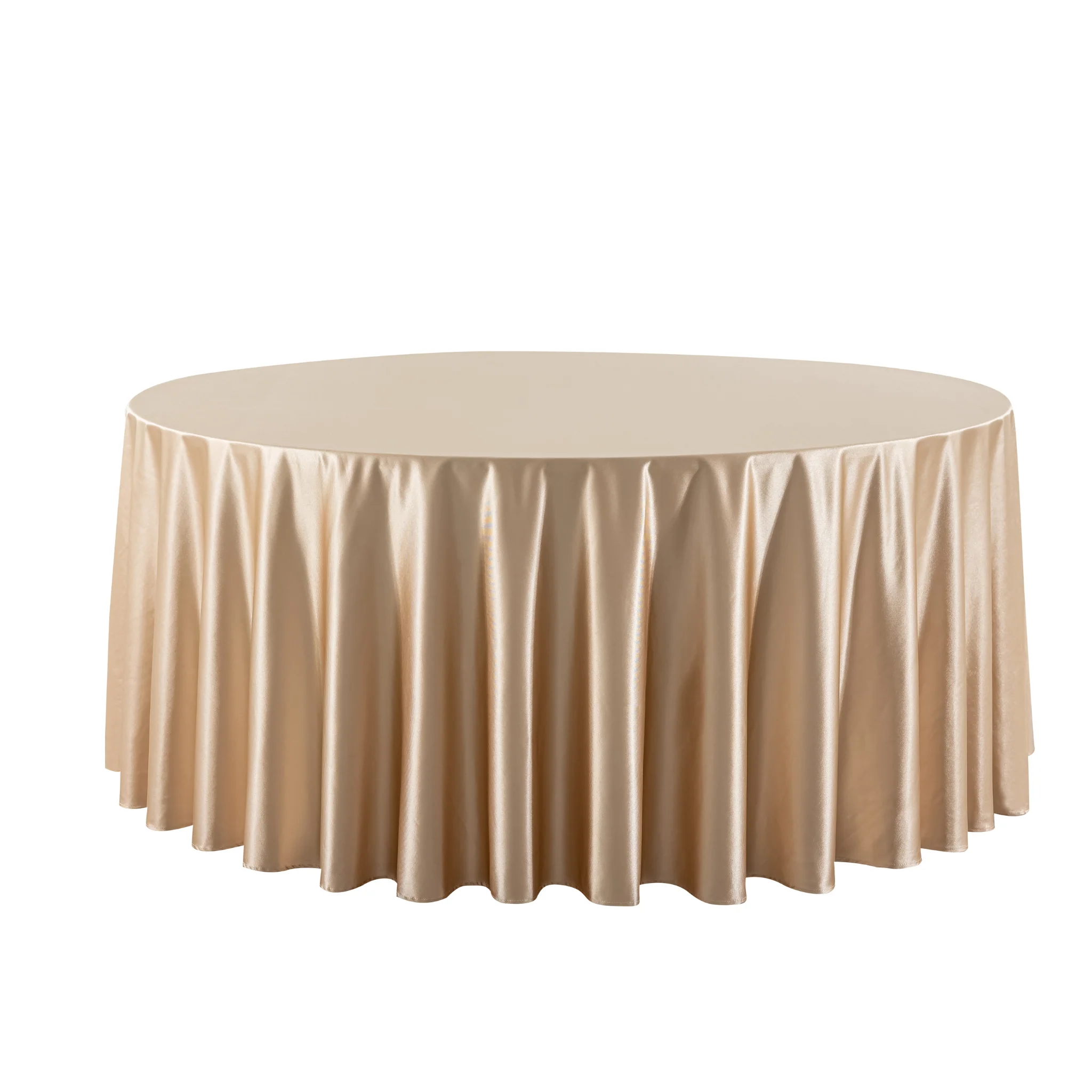 Premium Satin (Wrinkle-Resistant) 132" Round Tablecloth - Champagne - Image 3