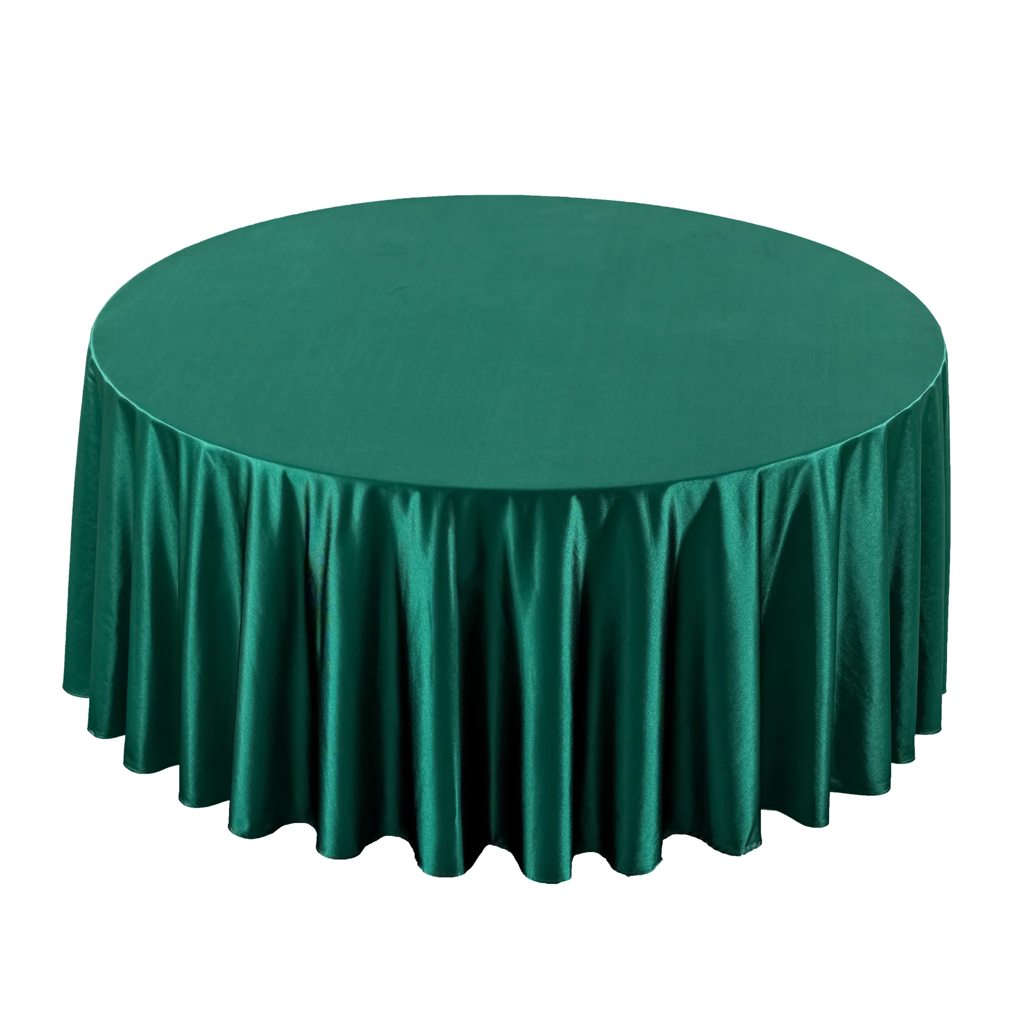 Premium Satin (Wrinkle-Resistant) 132" Round Tablecloth - Emerald Green - Image 3
