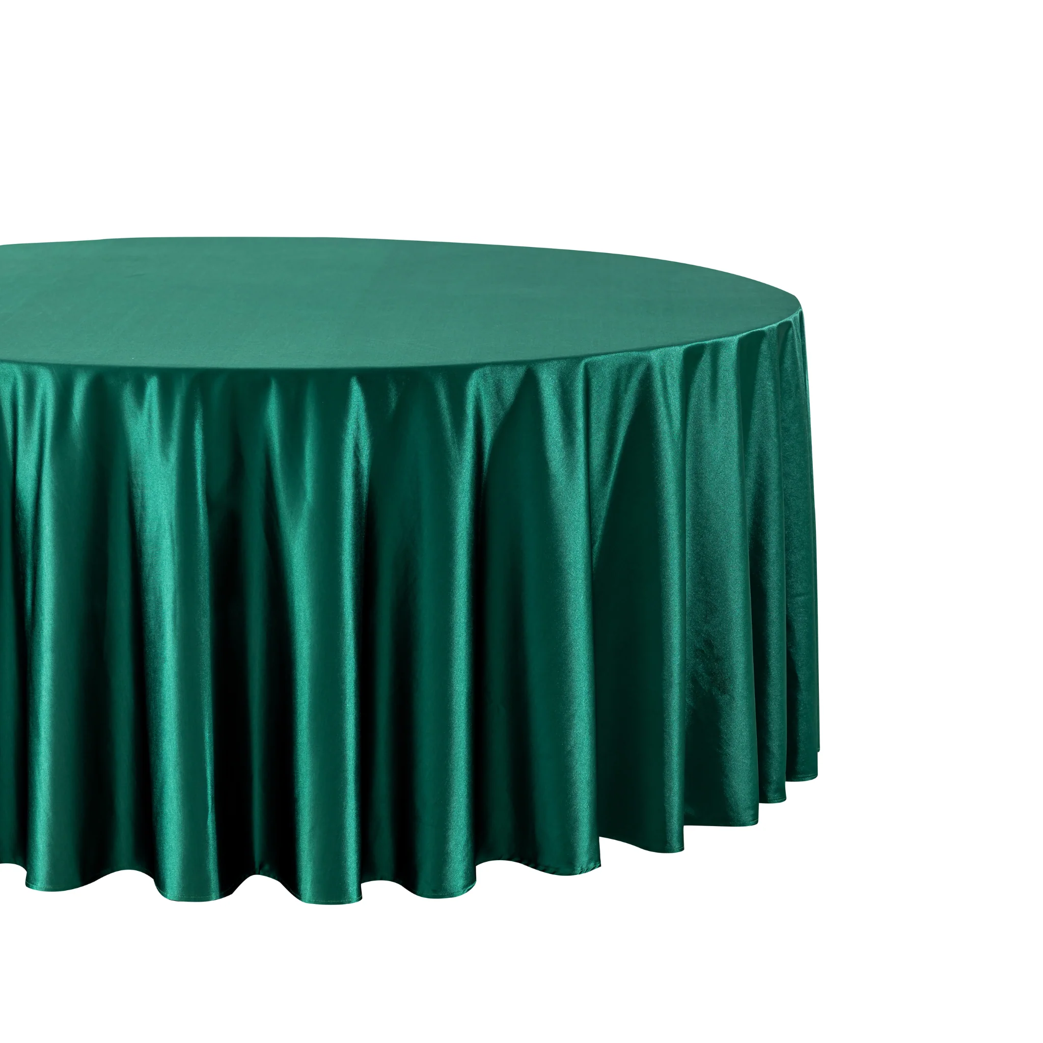 Premium Satin (Wrinkle-Resistant) 132" Round Tablecloth - Emerald Green - Image 4