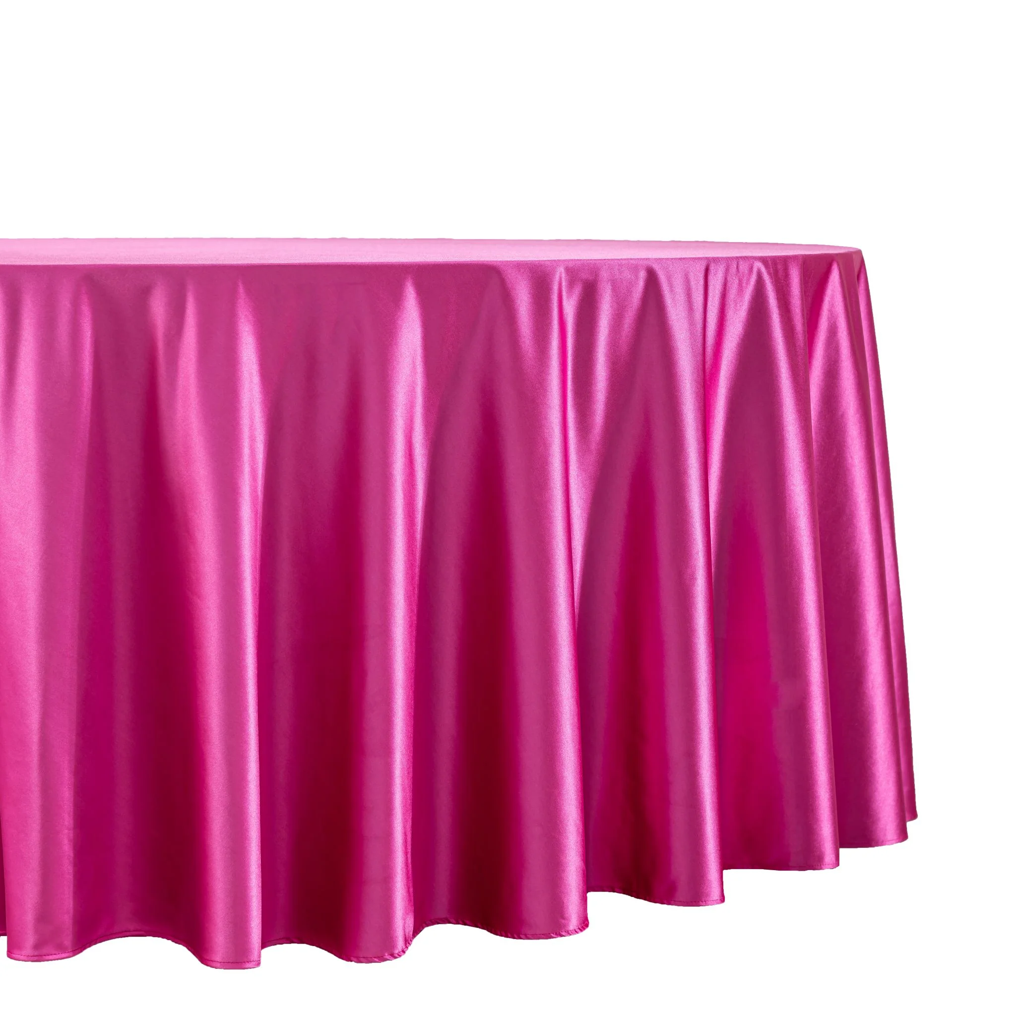 Premium Satin (Wrinkle-Resistant) 132" Round Tablecloth - Fuchsia - Image 2