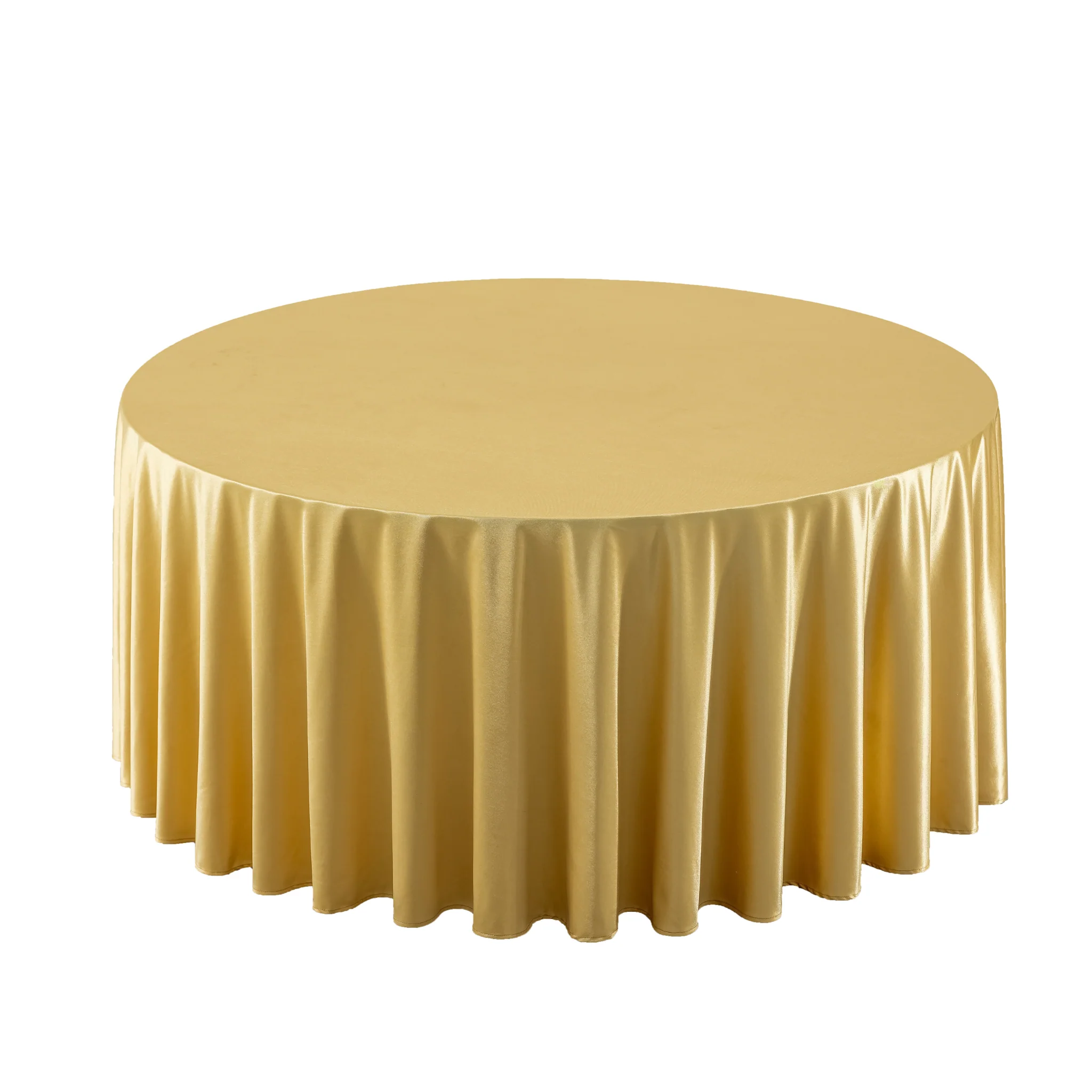 Premium Satin (Wrinkle-Resistant) 132" Round Tablecloth - Gold Antique - Image 4