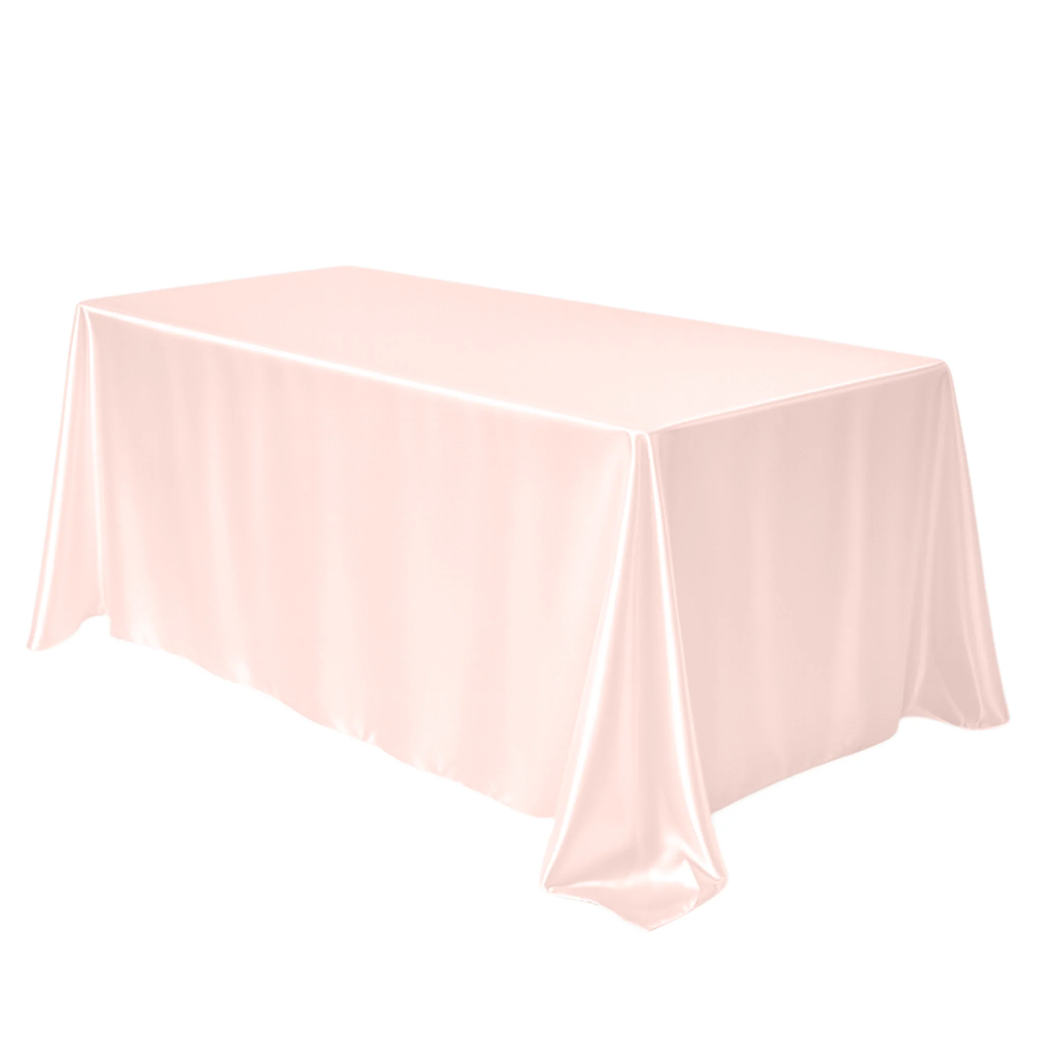 Premium Satin (Wrinkle-Resistant) 90"x132" Rectangular Tablecloth - Blush/Rose Gold