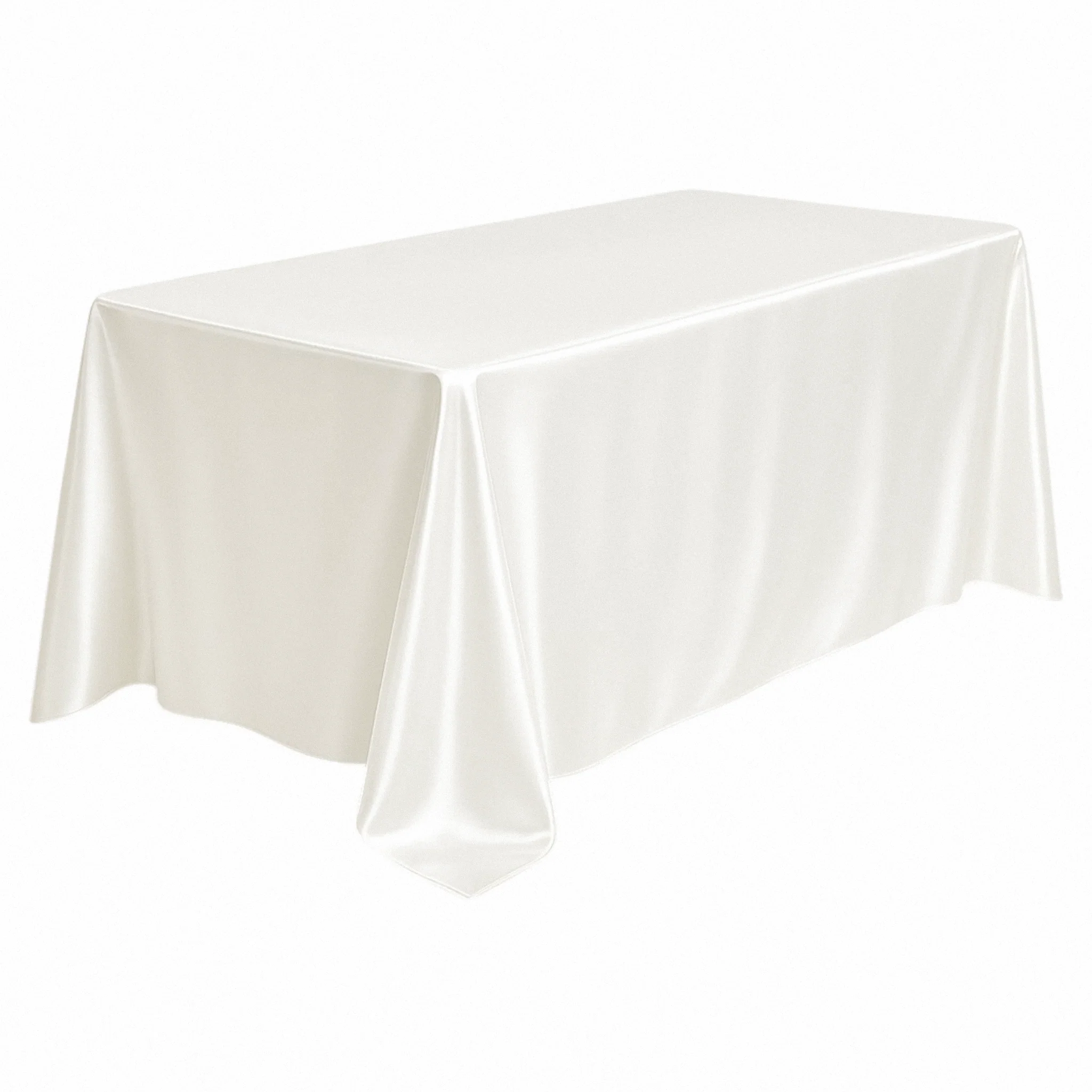 Premium Satin (Wrinkle-Resistant) 90"x132" Rectangular Tablecloth - Ivory