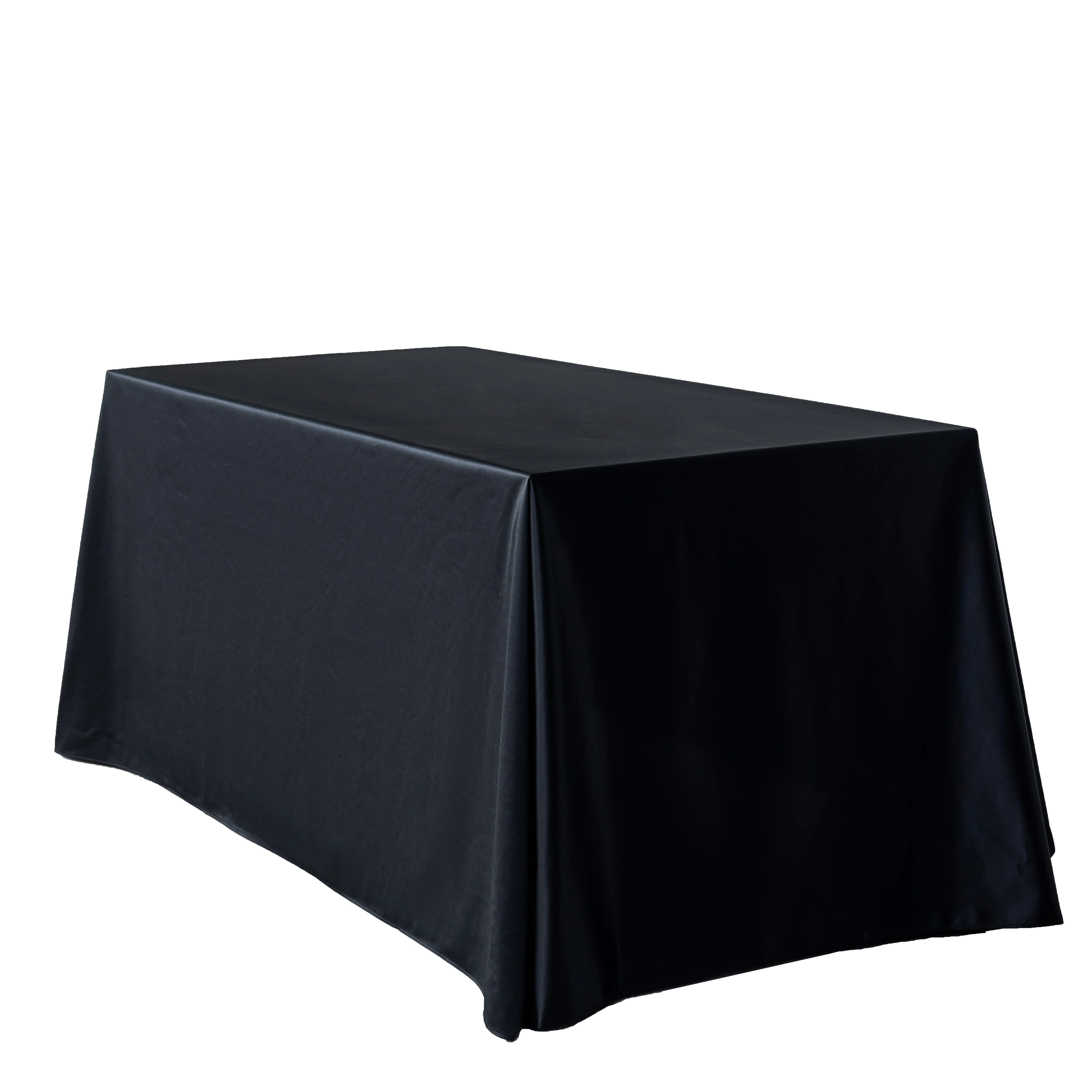 Premium Satin (Wrinkle-Resistant) 90"x156" Rectangular Tablecloth - Black