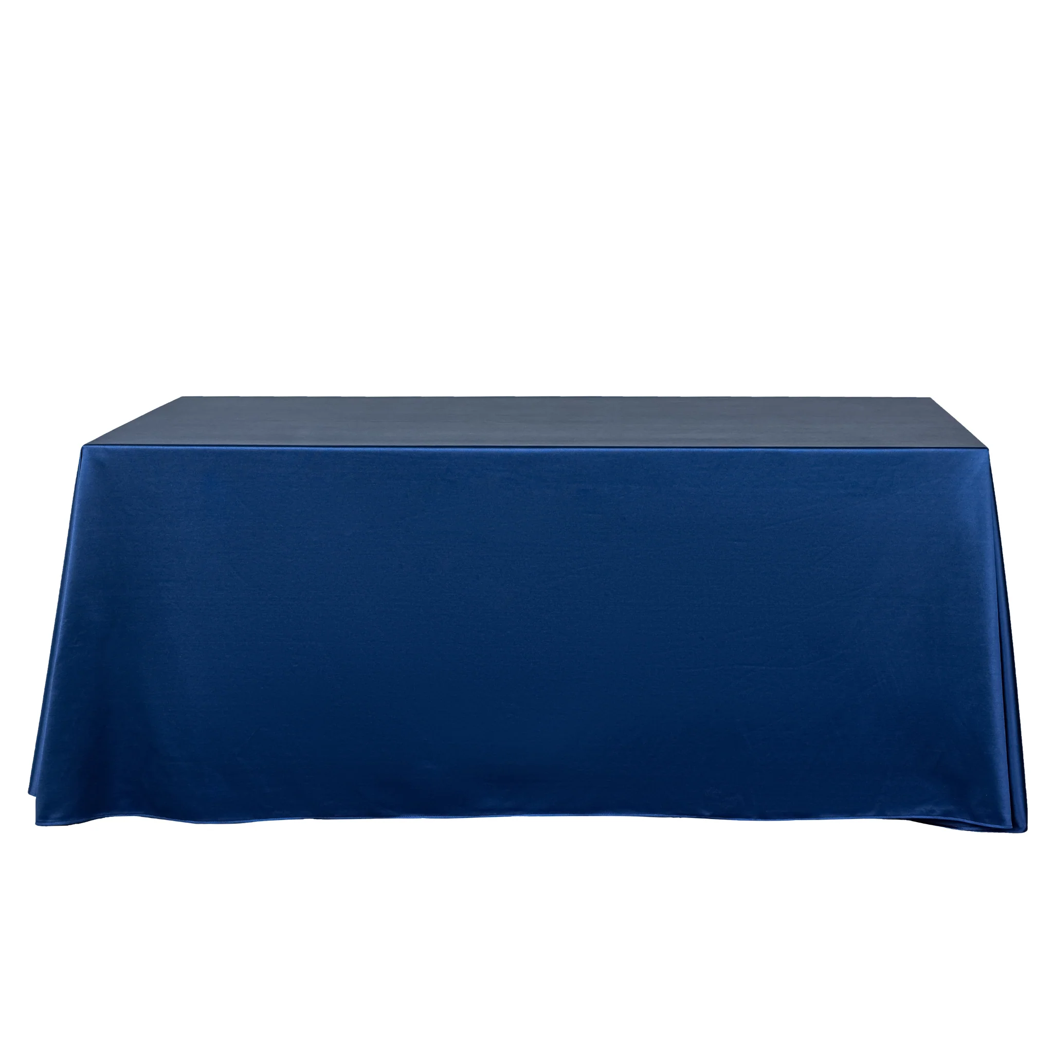 Premium Satin (Wrinkle-Resistant) 90"x156" Rectangular Tablecloth - Navy Blue - Image 3