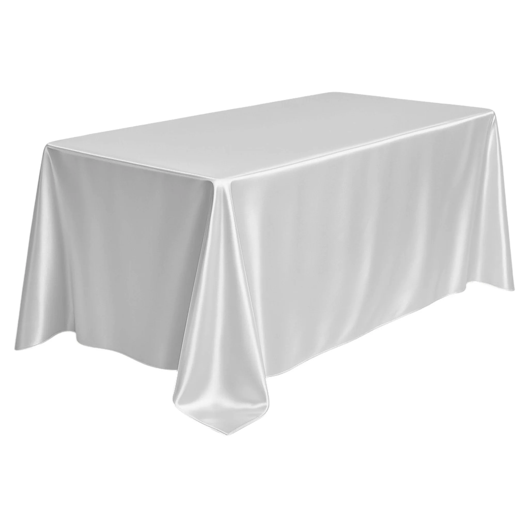 Premium Satin (Wrinkle-Resistant) 90"x156" Rectangular Tablecloth - Silver