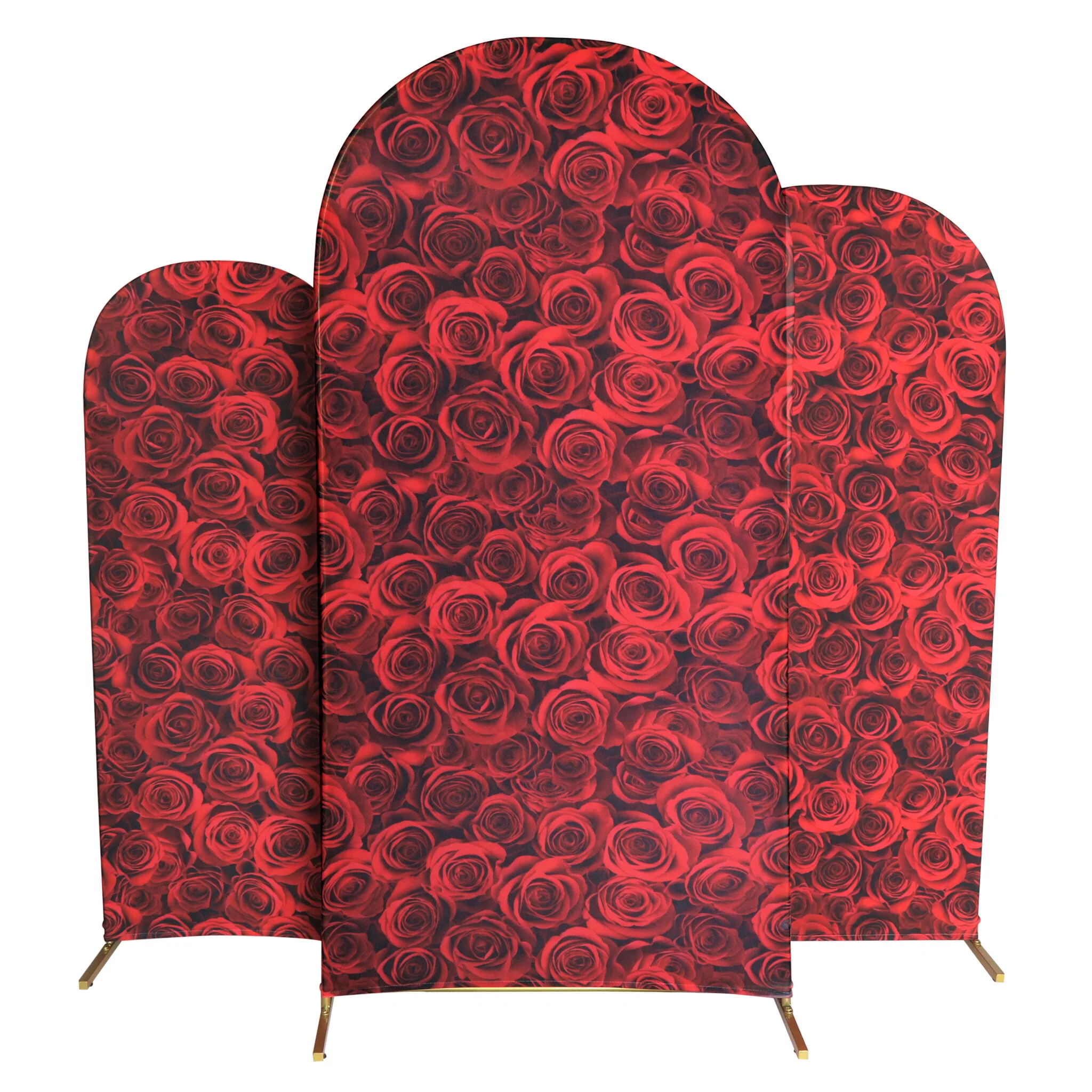 Spandex Covers for Trio Arch Frame Backdrop 3pc/set - Red Roses - Image 3