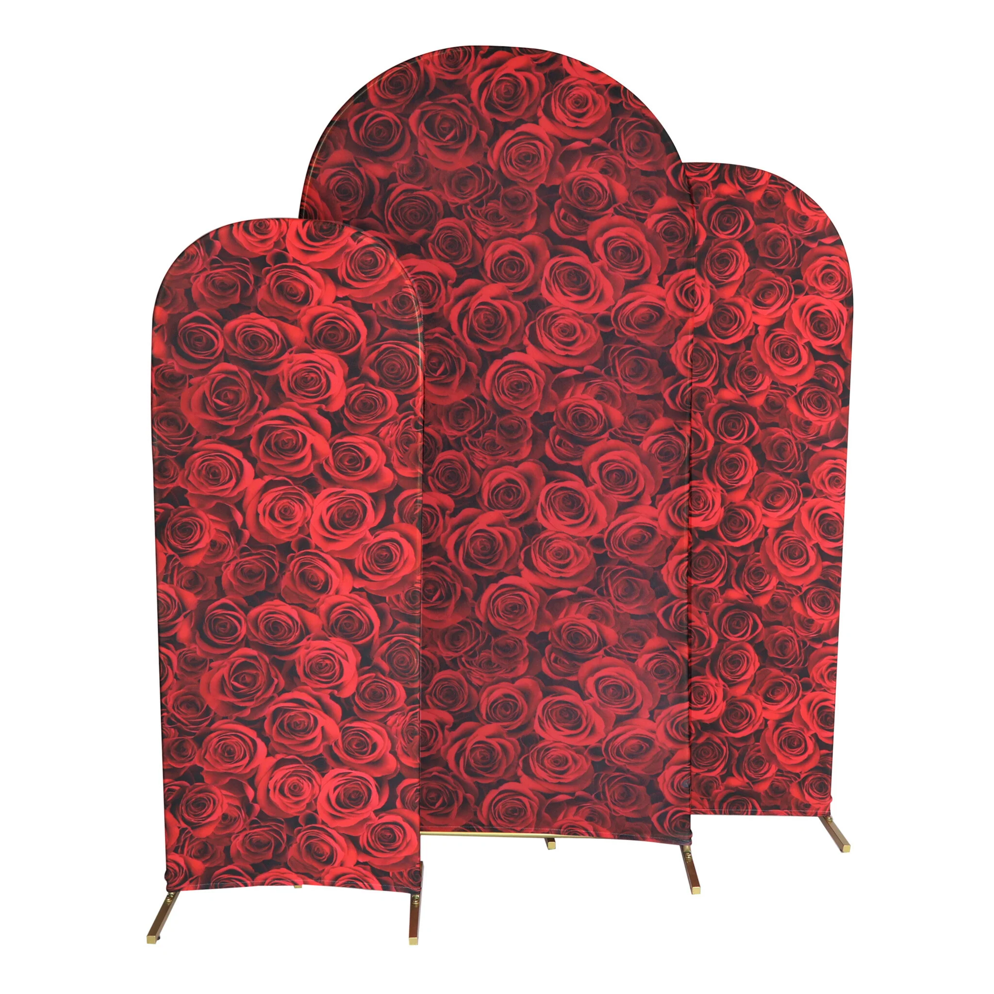 Spandex Covers for Trio Arch Frame Backdrop 3pc/set - Red Roses - Image 5