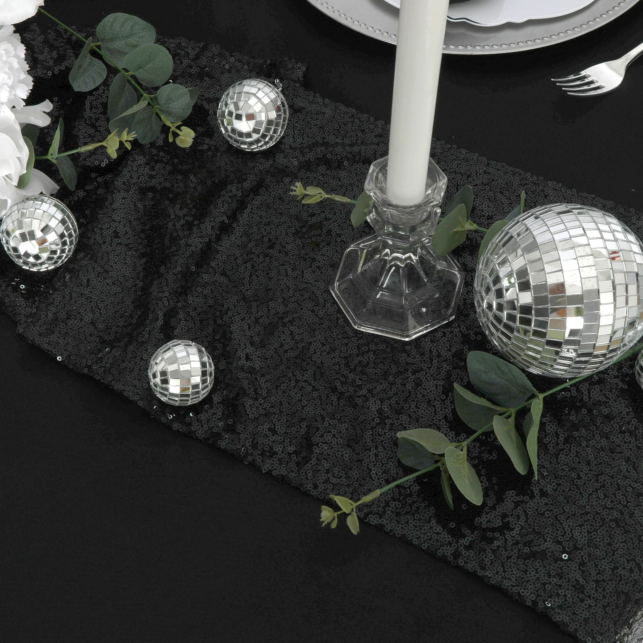 Scuba 60"x120" Rectangular Tablecloth - Black - Image 2