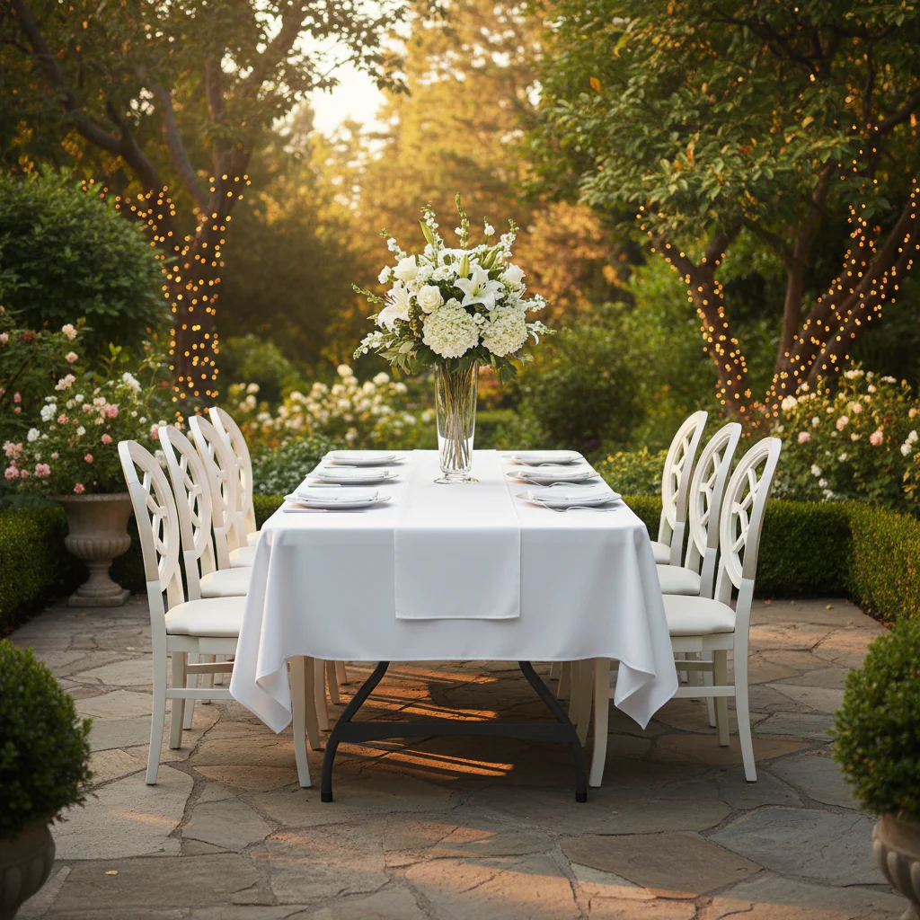 Scuba 60"x120" Rectangular Tablecloth - White - Image 4