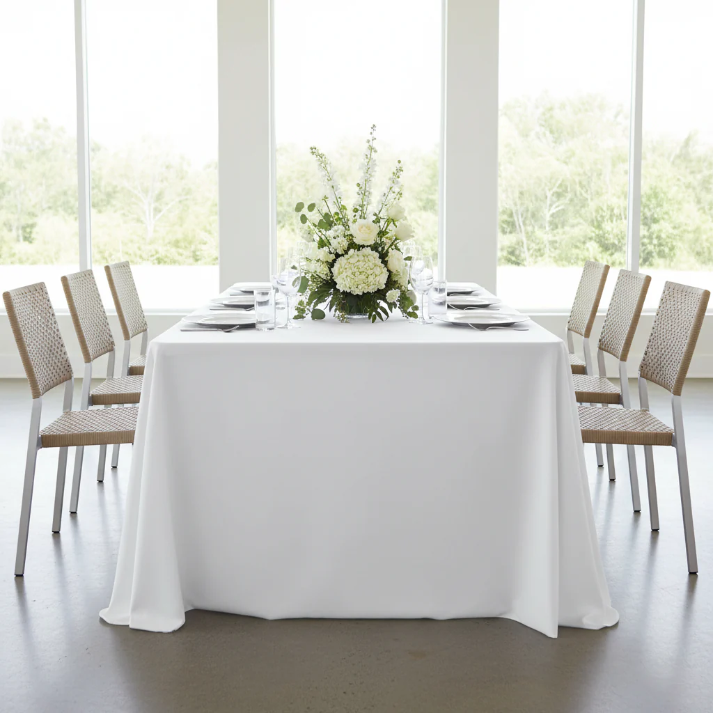 Scuba 90"x132" Rectangular Oblong Tablecloth - White - Image 3