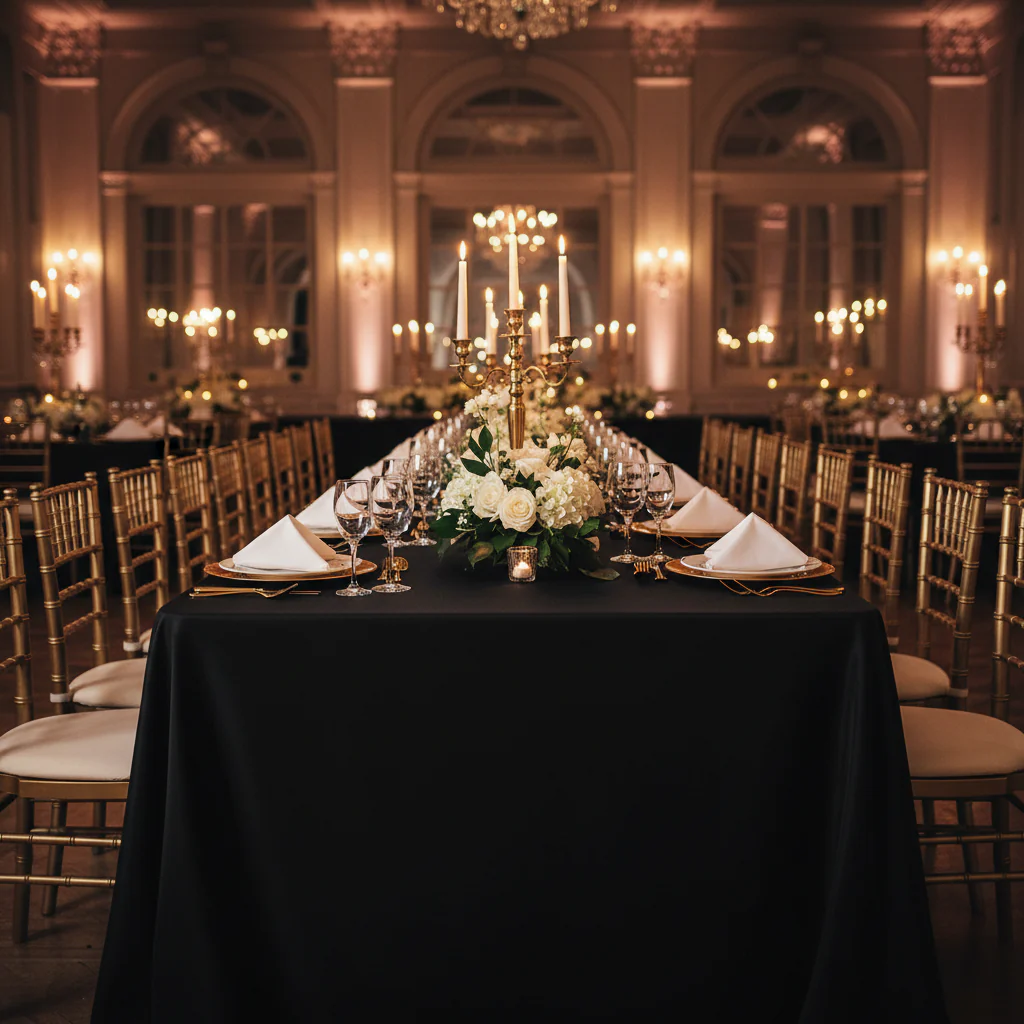 Scuba 90"x156" Rectangular Oblong Tablecloth - Black - Image 2