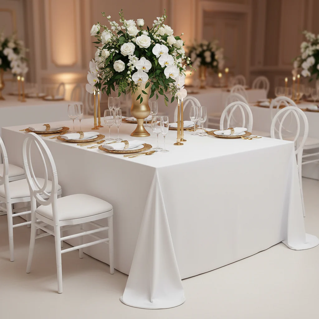 Scuba 90"x156" Rectangular Oblong Tablecloth - White - Image 3