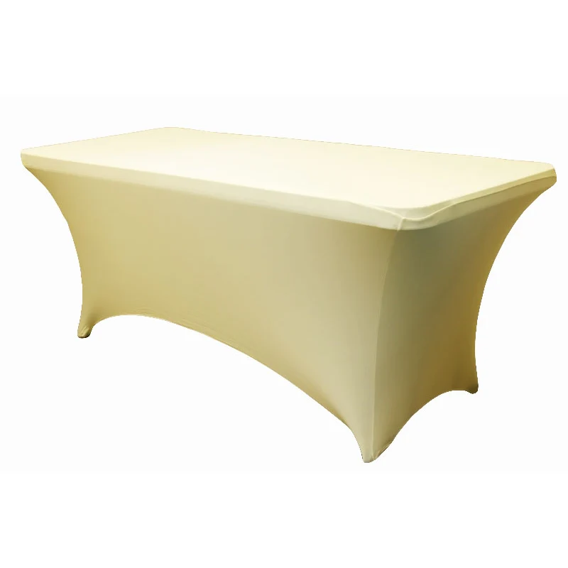 Rectangular 6 FT Spandex Table Cover - Ivory - Image 2