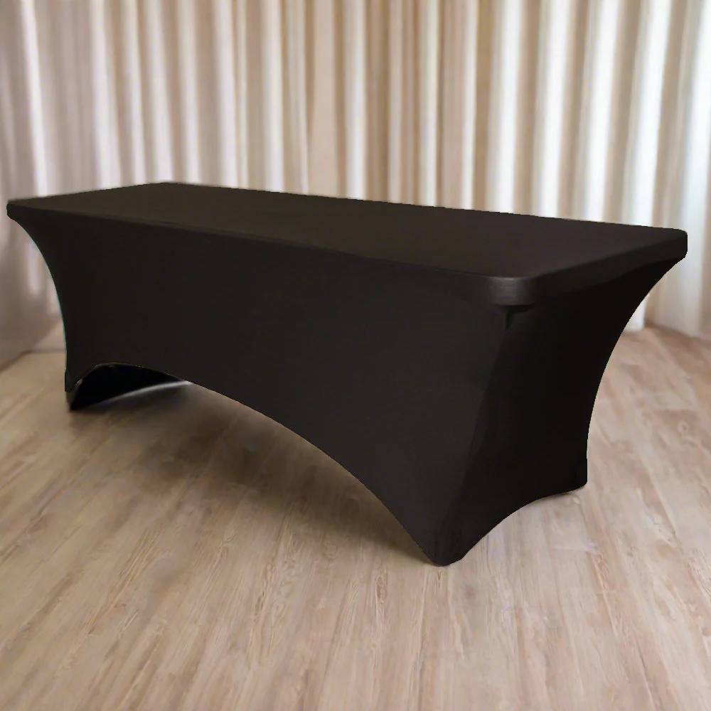Rectangular 8 FT Spandex Table Cover - Black - Image 4
