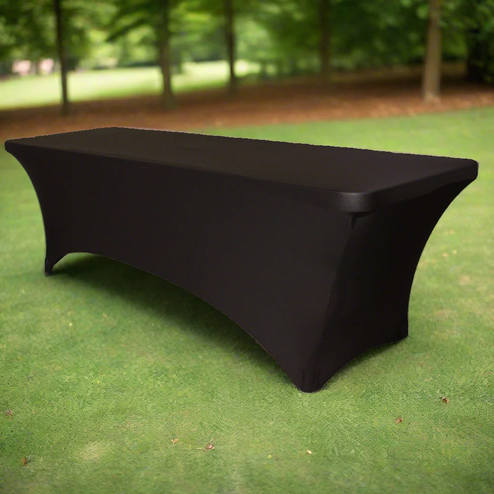 Rectangular 8 FT Spandex Table Cover - Black - Image 5