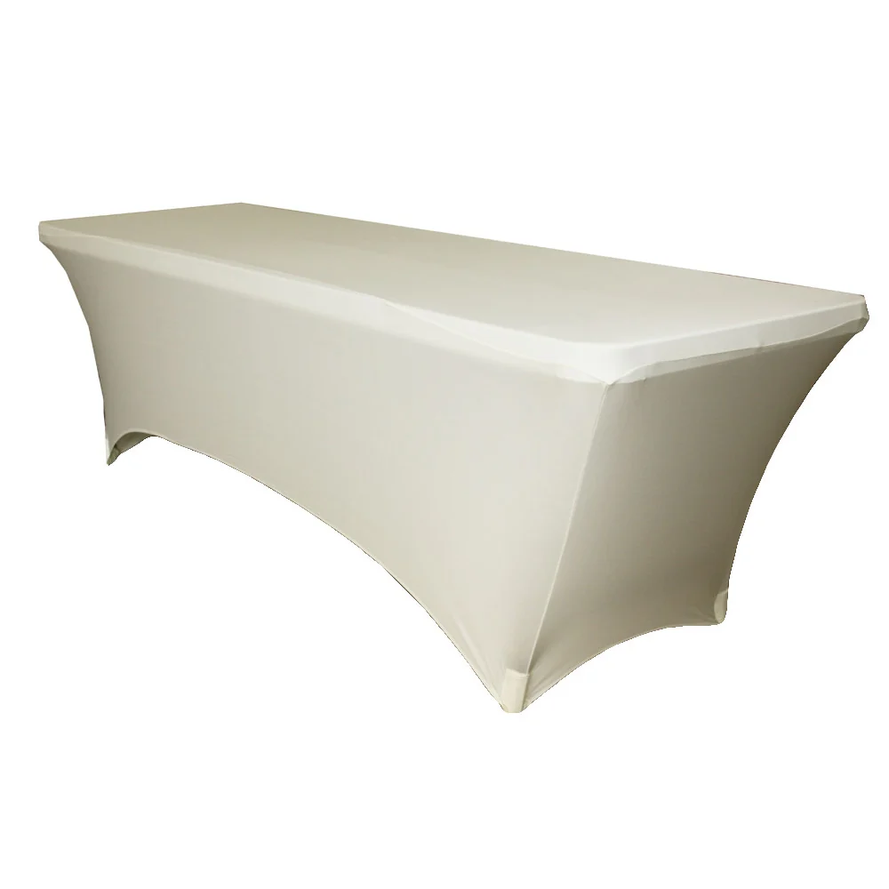 Rectangular 8 FT Spandex Table Cover - Ivory - Image 3