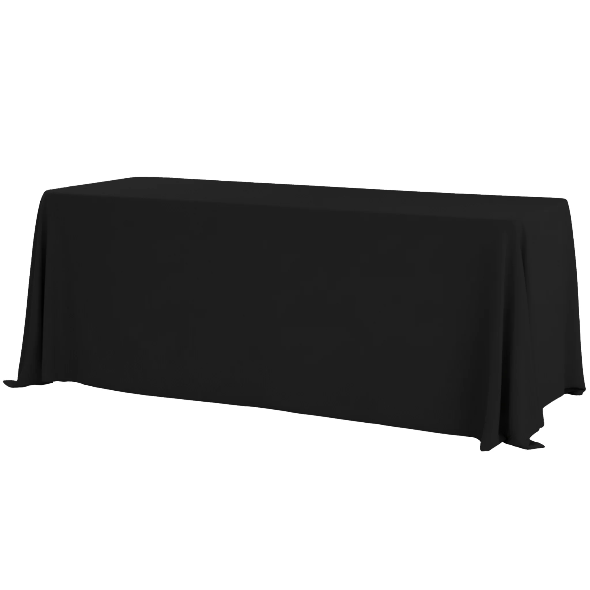 90"x132" Rectangular Premium Polyester Tablecloth (Square Corners) - Black