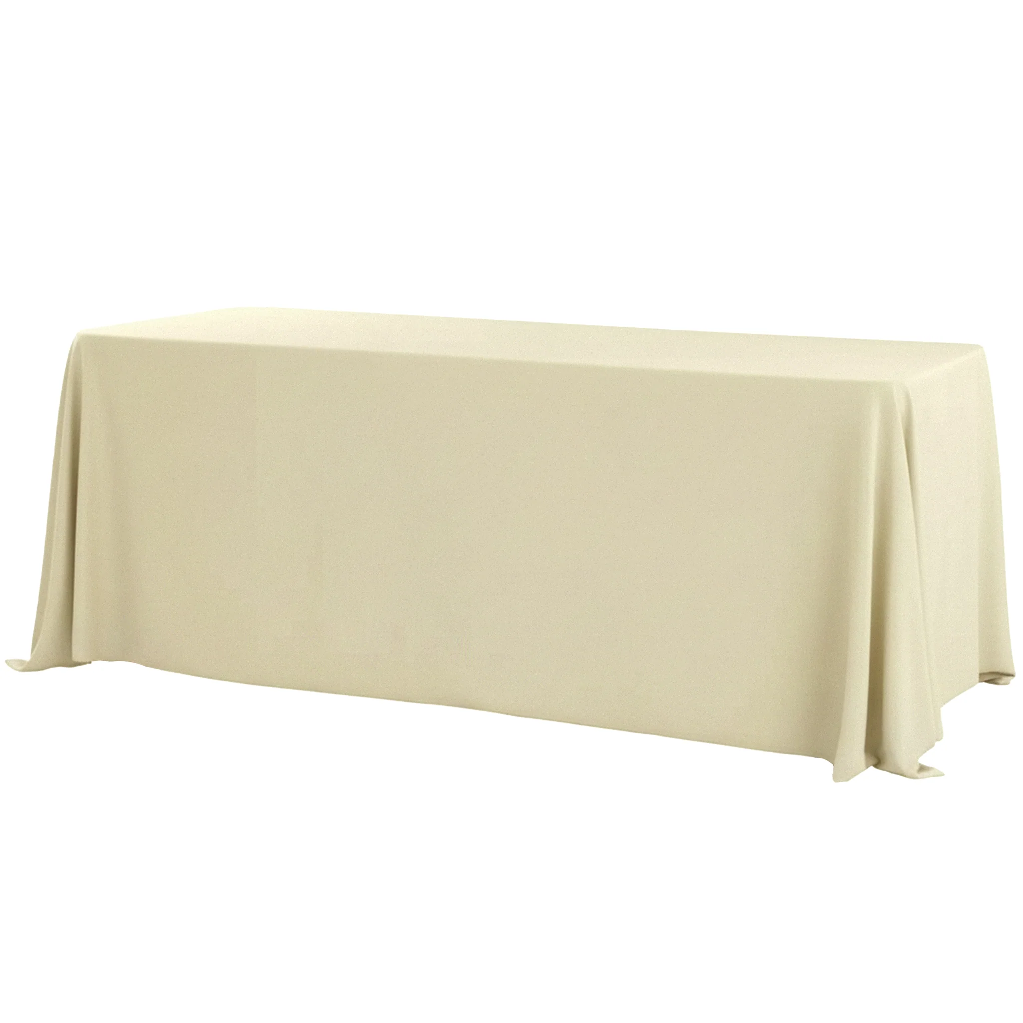 90"x132" Rectangular Premium Polyester Tablecloth (Square Corners) - Ivory