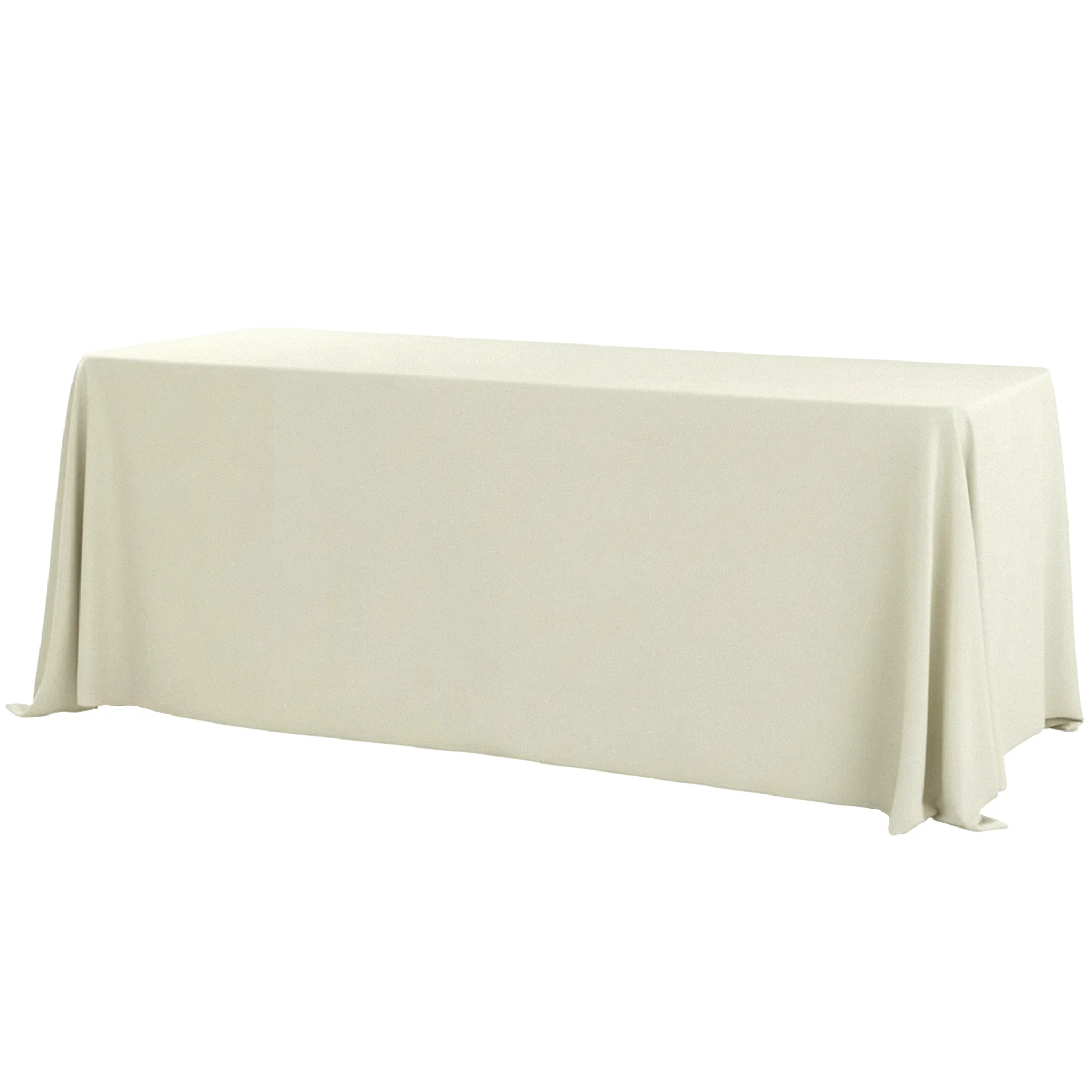 90"x132" Rectangular Premium Polyester Tablecloth (Square Corners) - Light Ivory/Off White