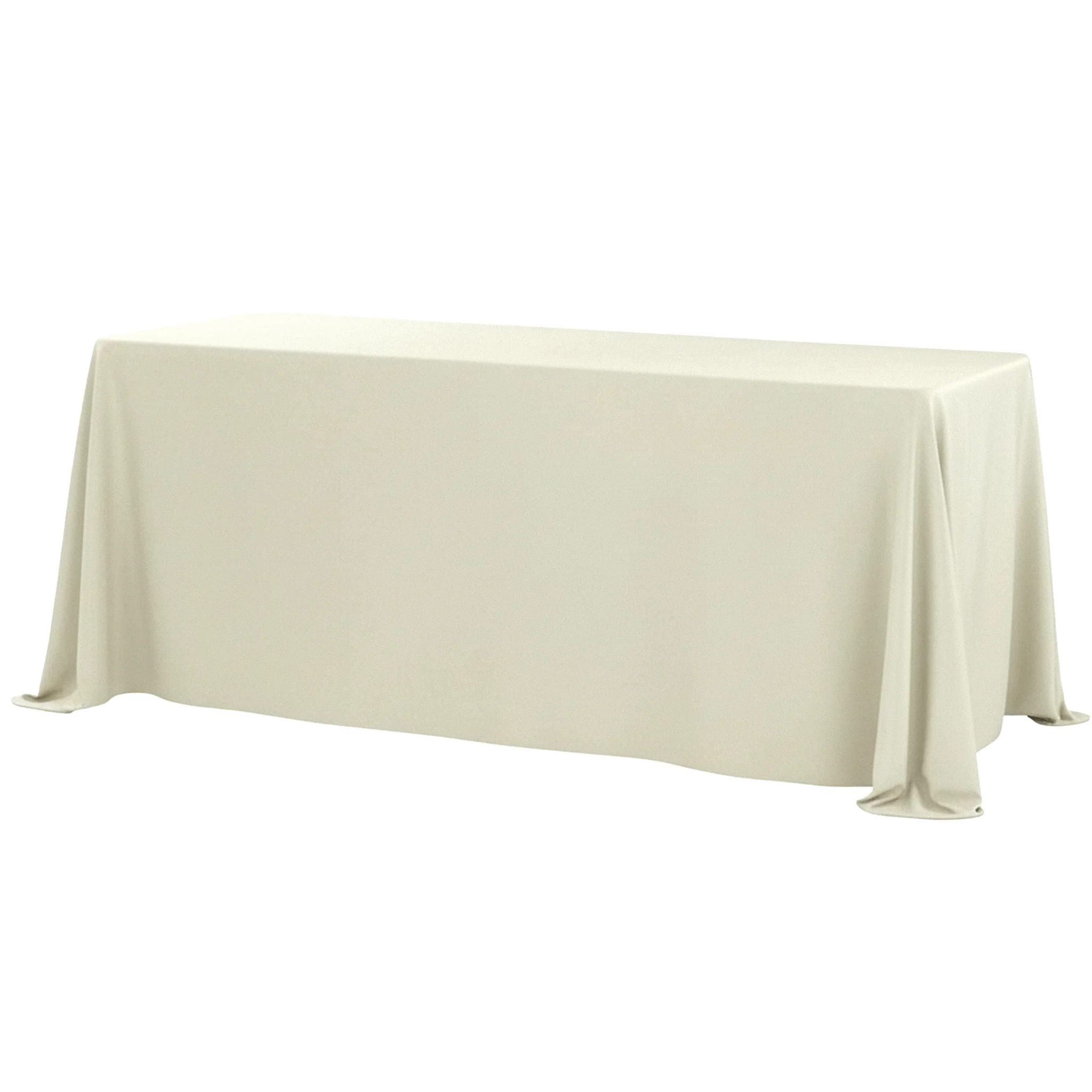 90"x156" Rectangular Premium Polyester Tablecloth (Square Corners) - Light Ivory/Off White