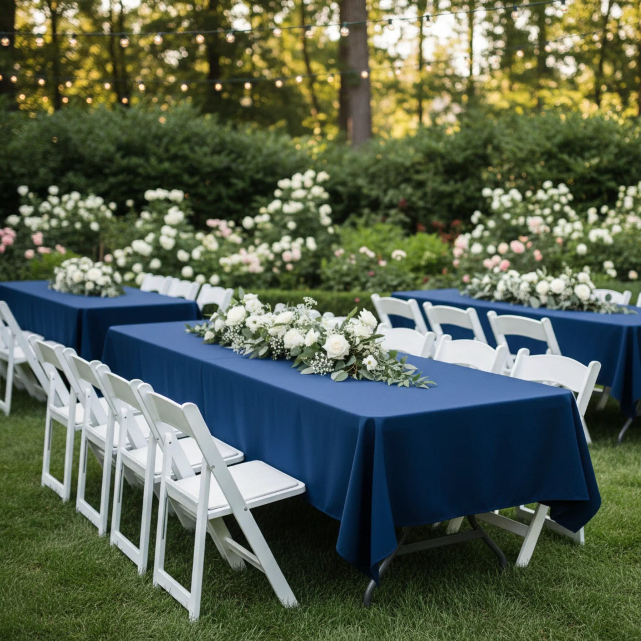 Rectangular Premium Polyester Tablecloth 60"x126" - Navy Blue - Image 3