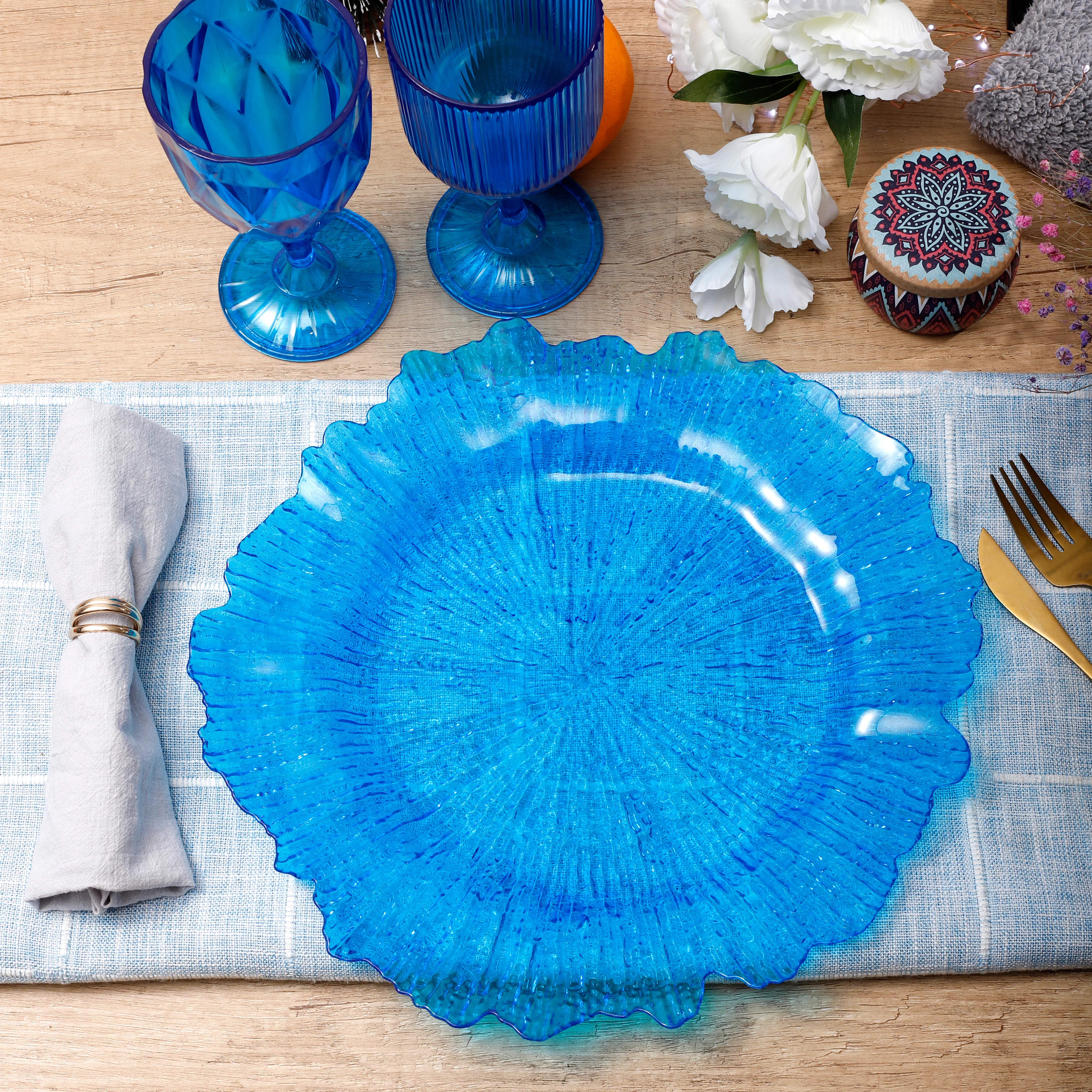 Transparent Reef Plastic Charger Plate - Blue - Image 2