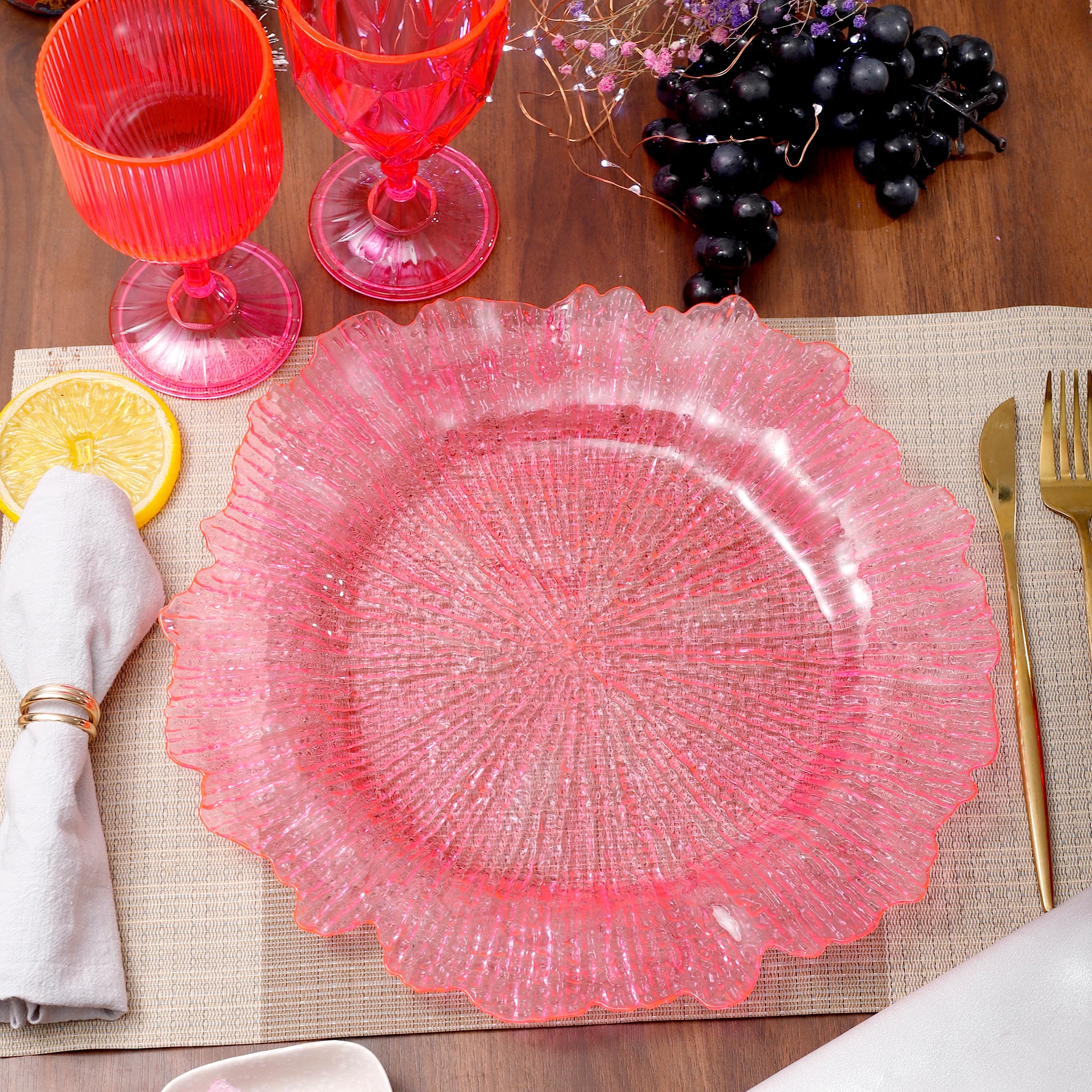 Transparent Reef Plastic Charger Plate - Pink - Image 3