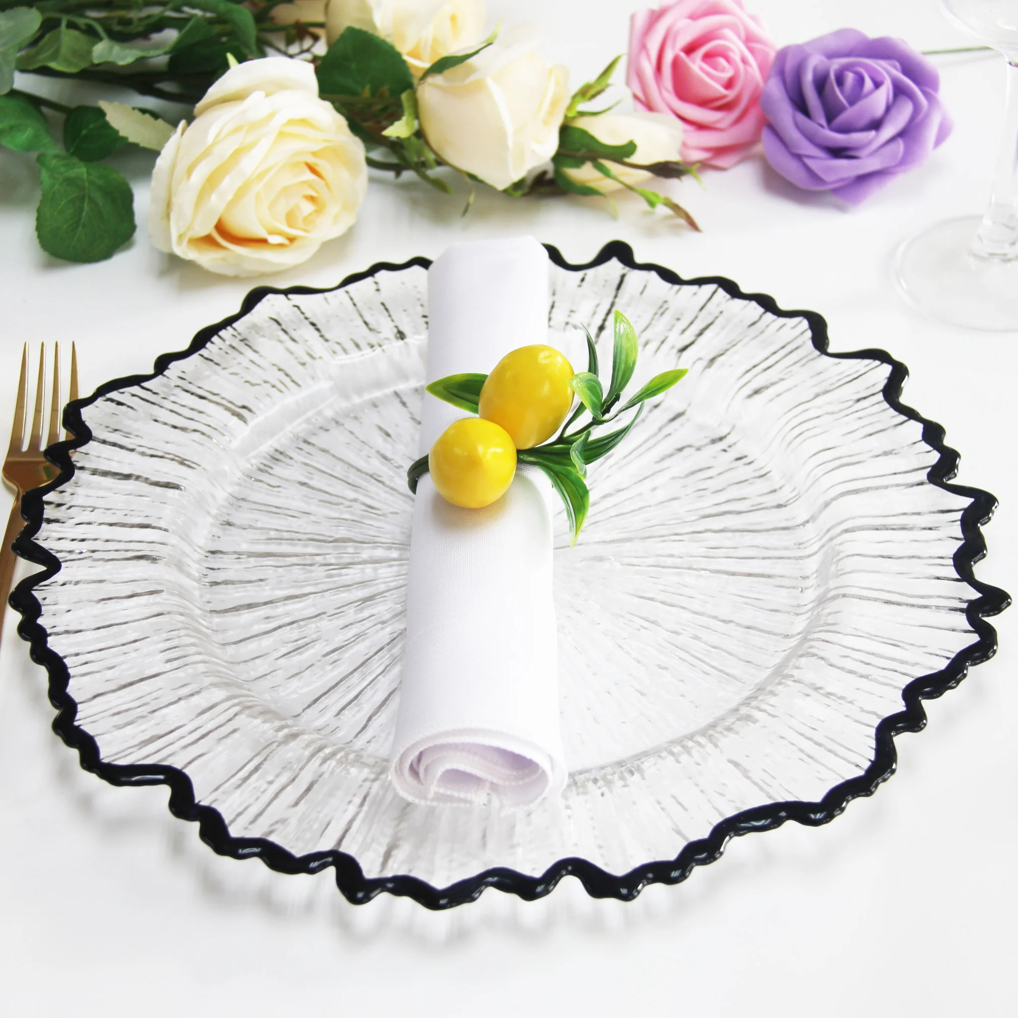 Glass Reef Charger Plate - Black Trim - Image 2