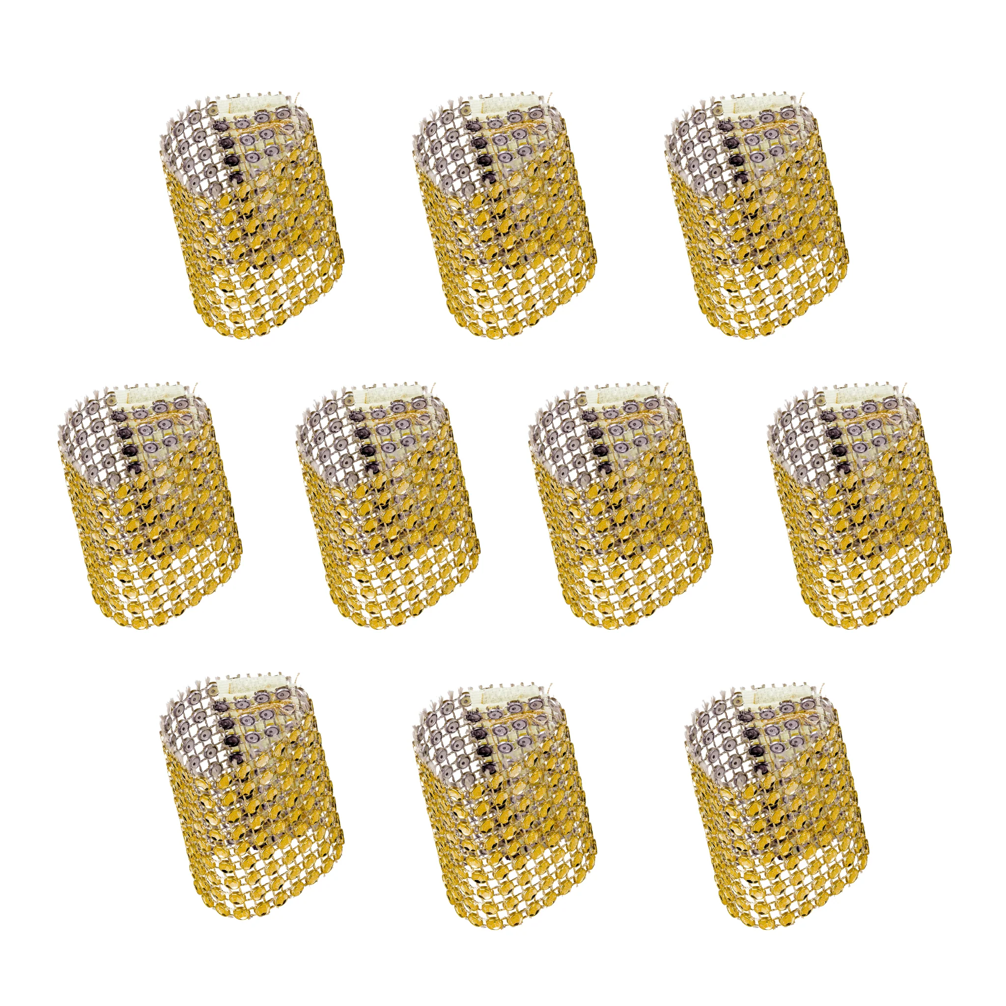10 pc/pk Rhinestone Velcro Sash Clip Napkin Ring - Gold - Image 2