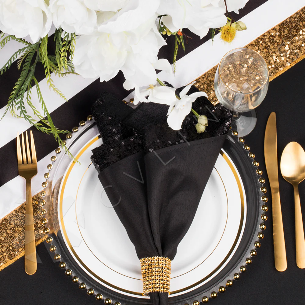 10 pc/pk Rhinestone Velcro Sash Clip Napkin Ring - Gold - Image 3