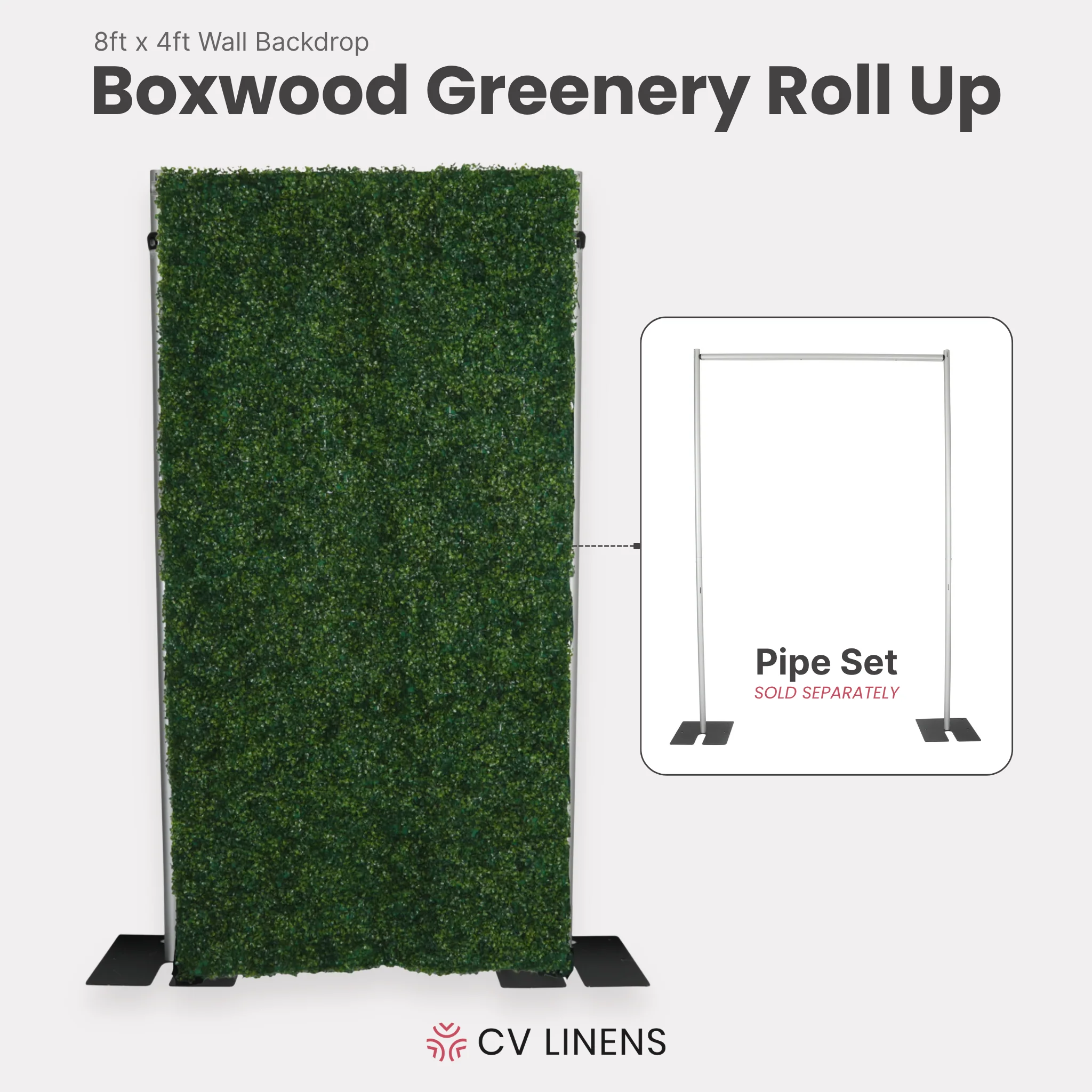 Roll Up Boxwood Greenery Wall Backdrop 8ft x 4ft - Image 2