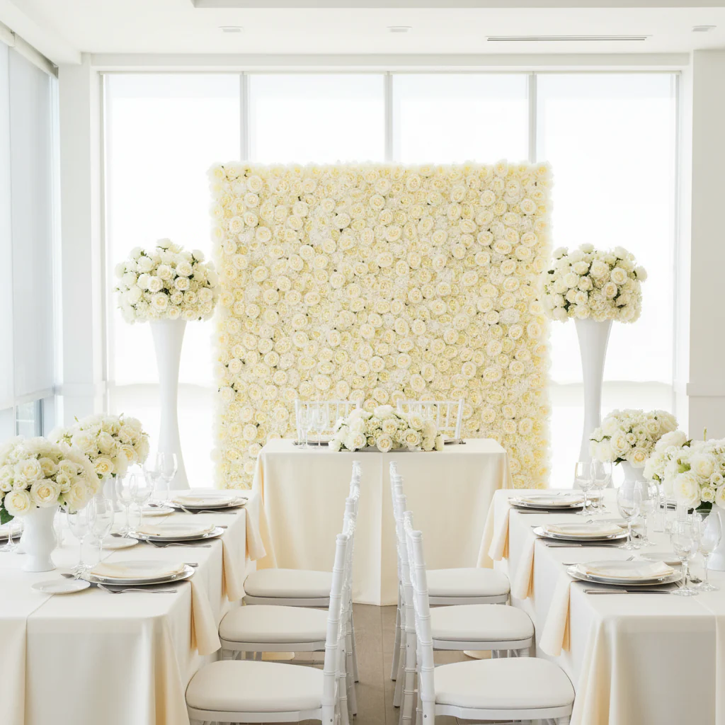 Roll Up Flower Wall Backdrop 8ft x 4ft - Ivory - Image 2