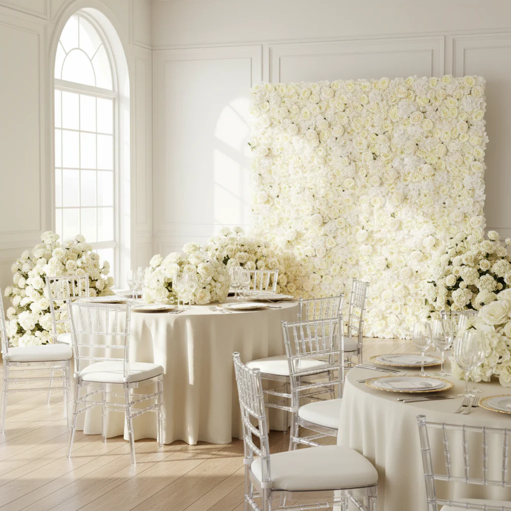 Roll Up Flower Wall Backdrop 8ft x 4ft - Ivory - Image 3